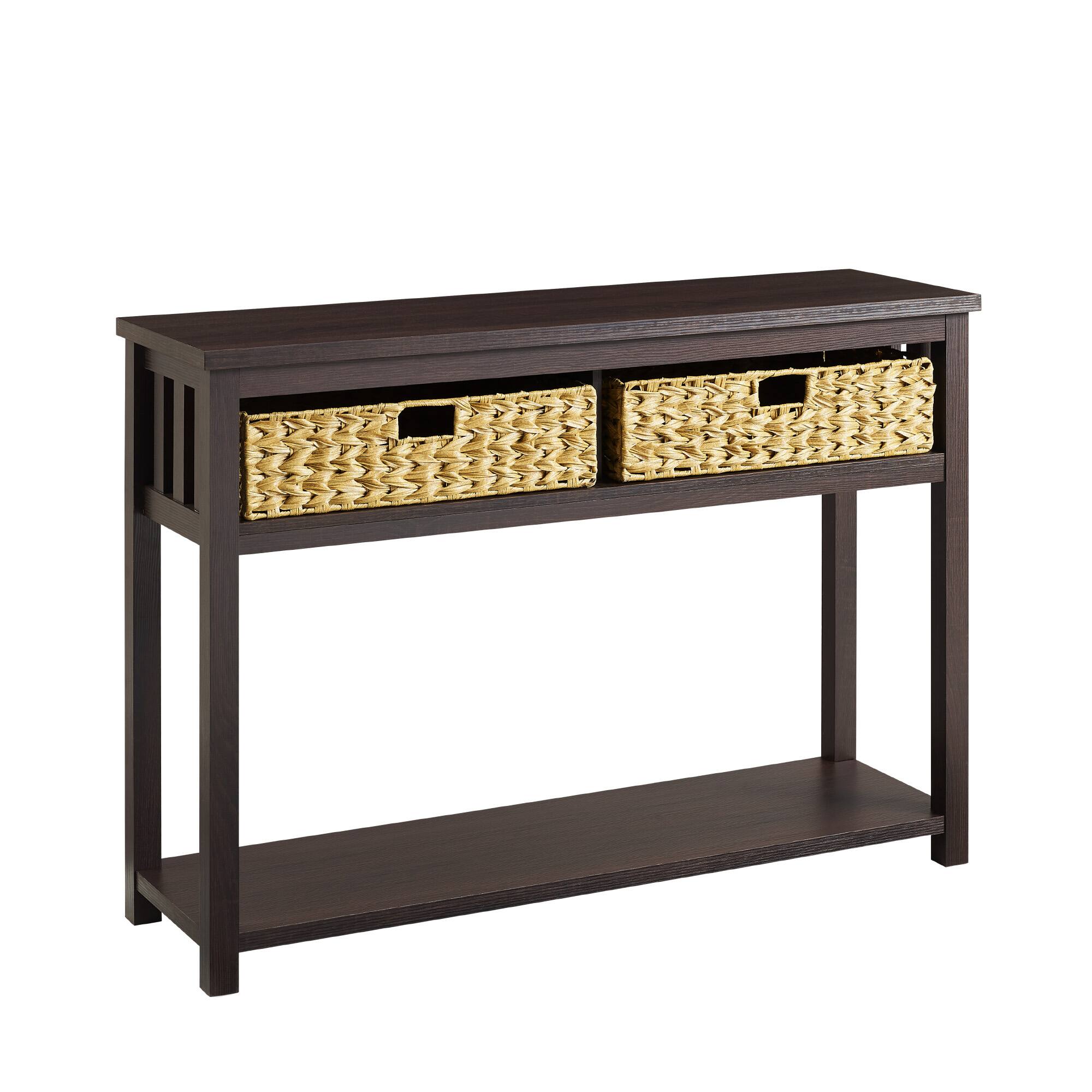 Walker Edison Espresso Mission Storage Entry Table