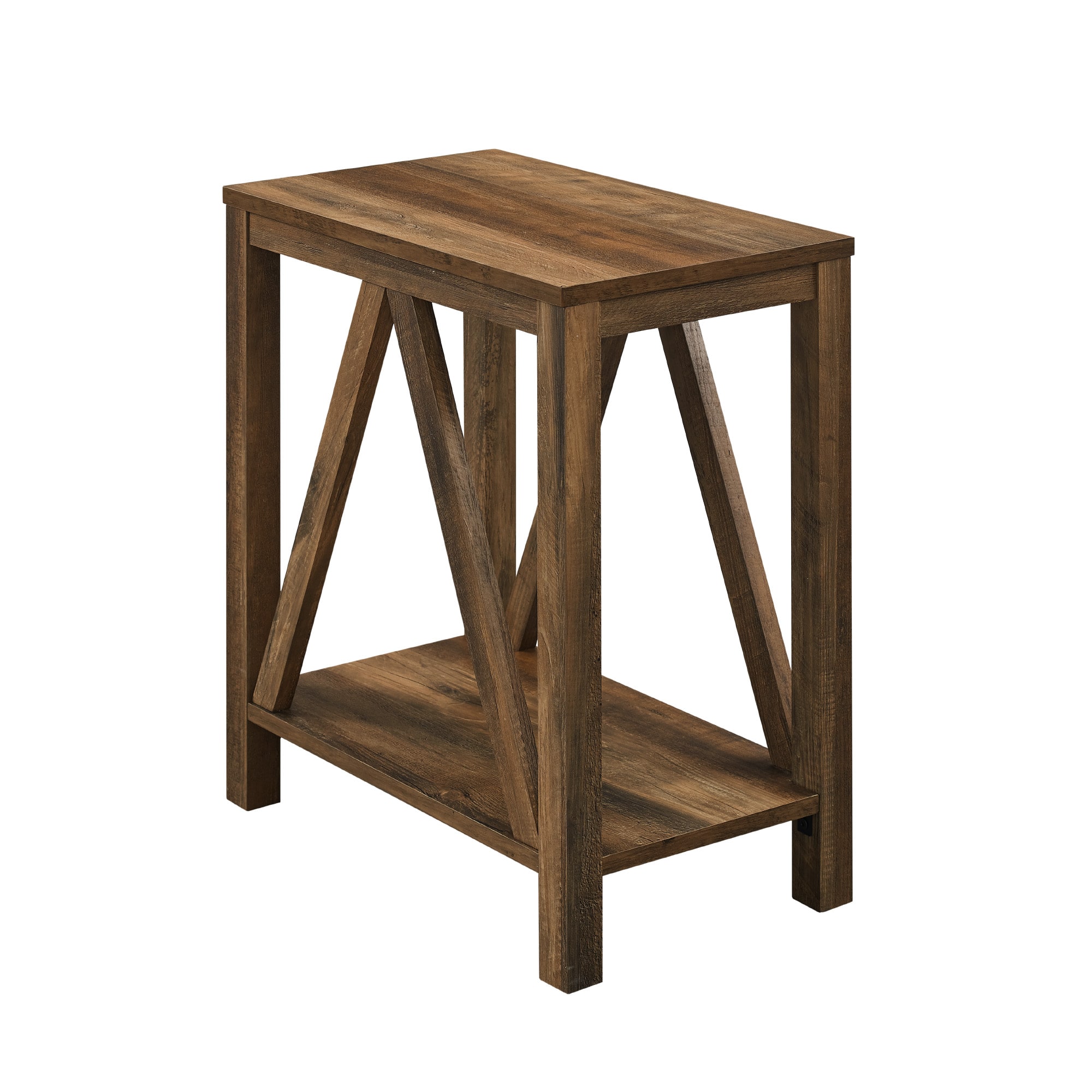 Walker Edison Reclaimed Barnwood Narrow A-Frame Side Table