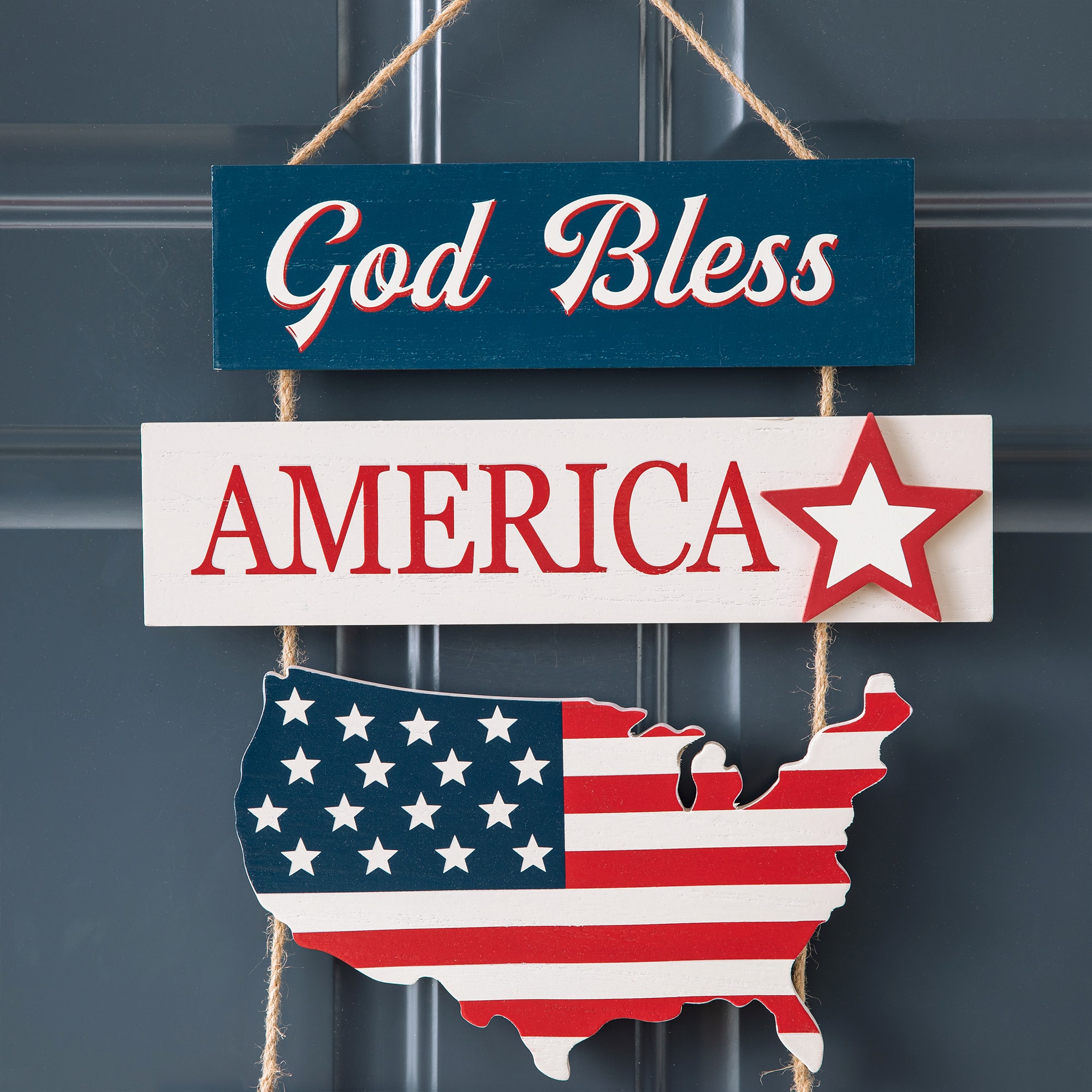 Glitzhome® 21" Patriotic American Sign Door Hanger