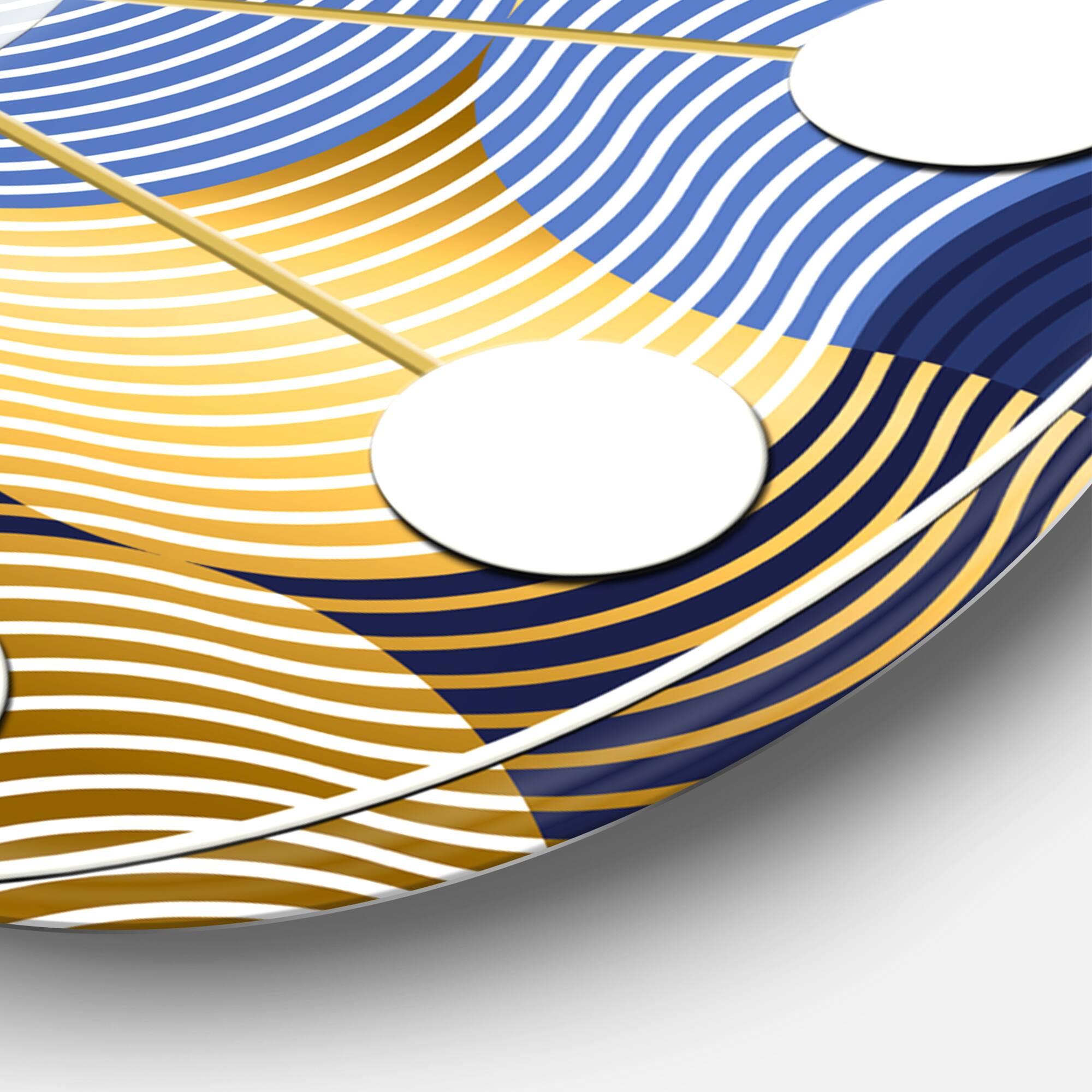 Designart 'Retro Luxury Waves In Gold And Blue Ii Mid-Century Modern Wall Clock