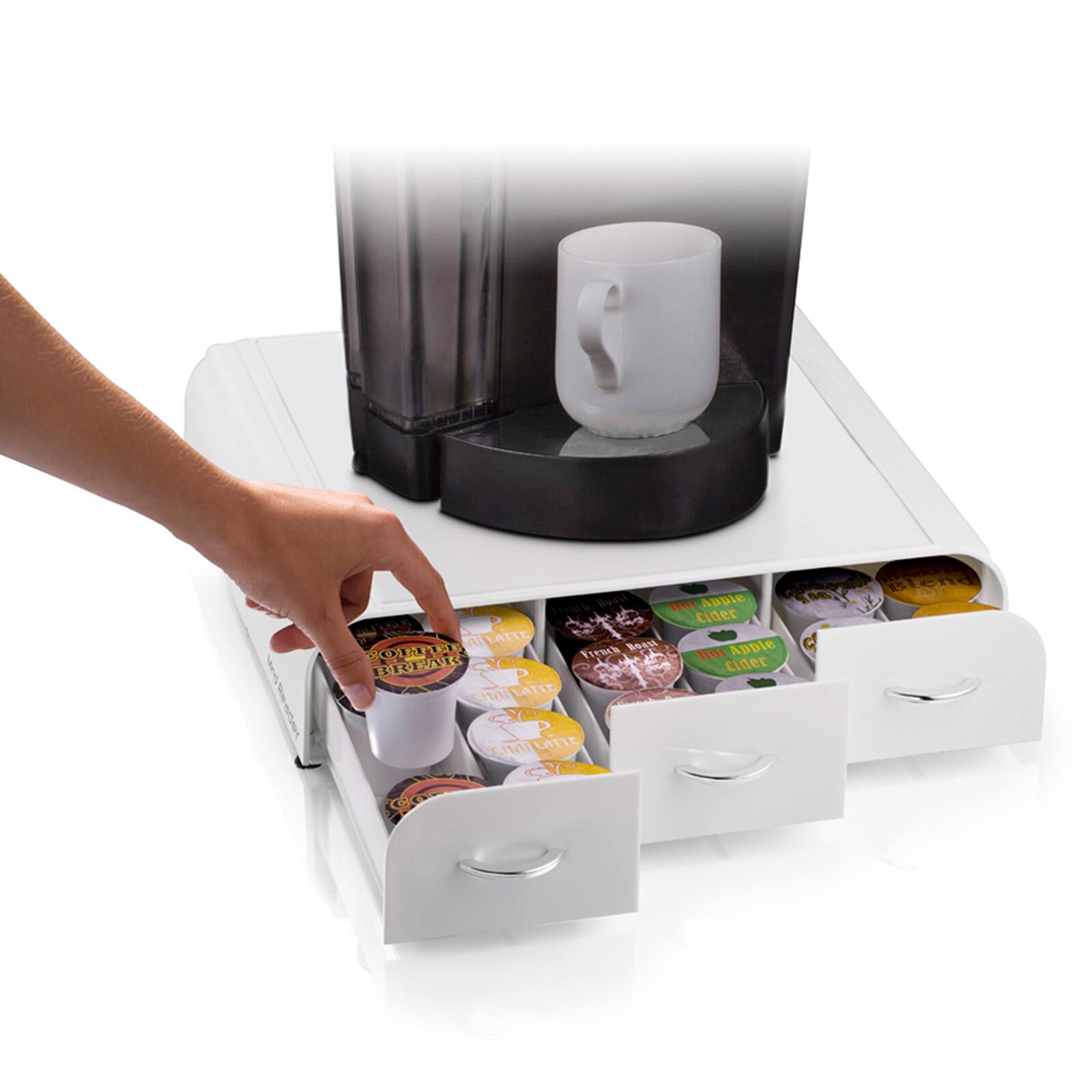 Mind Reader White 36 Capacity &#x27;Anchor&#x27; Triple Drawer Single Serve Coffee Pod Holder