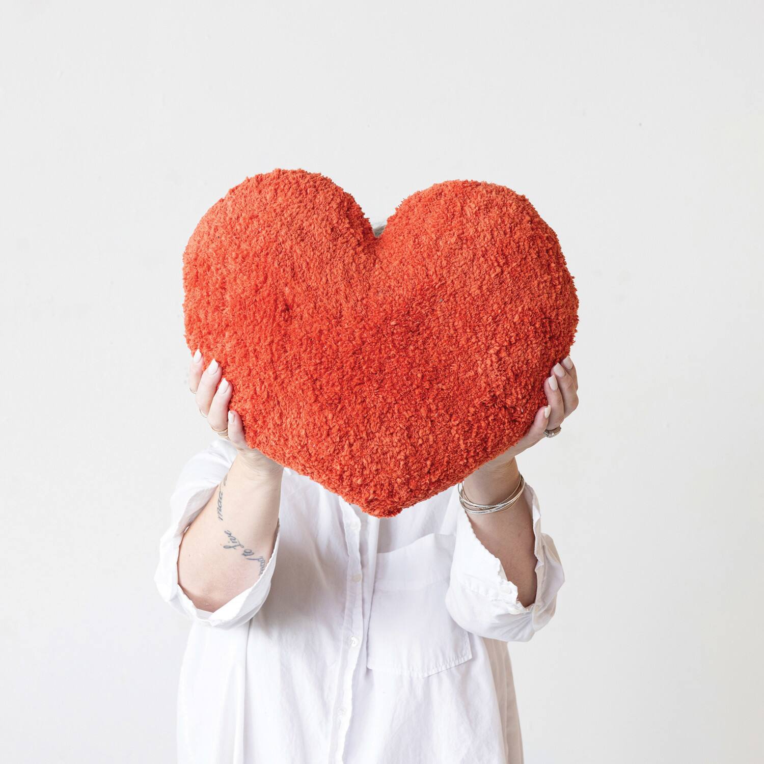 Hello Honey&#xAE; Red, Yellow &#x26; Blue Cotton Tufted Heart Pillow Set