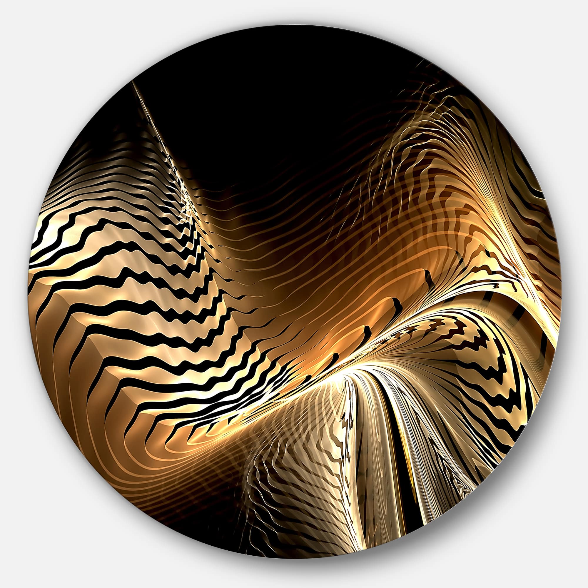 Designart - Brown Black Abstract Fractal Design' Large Abstract Metal Circle Wall Art