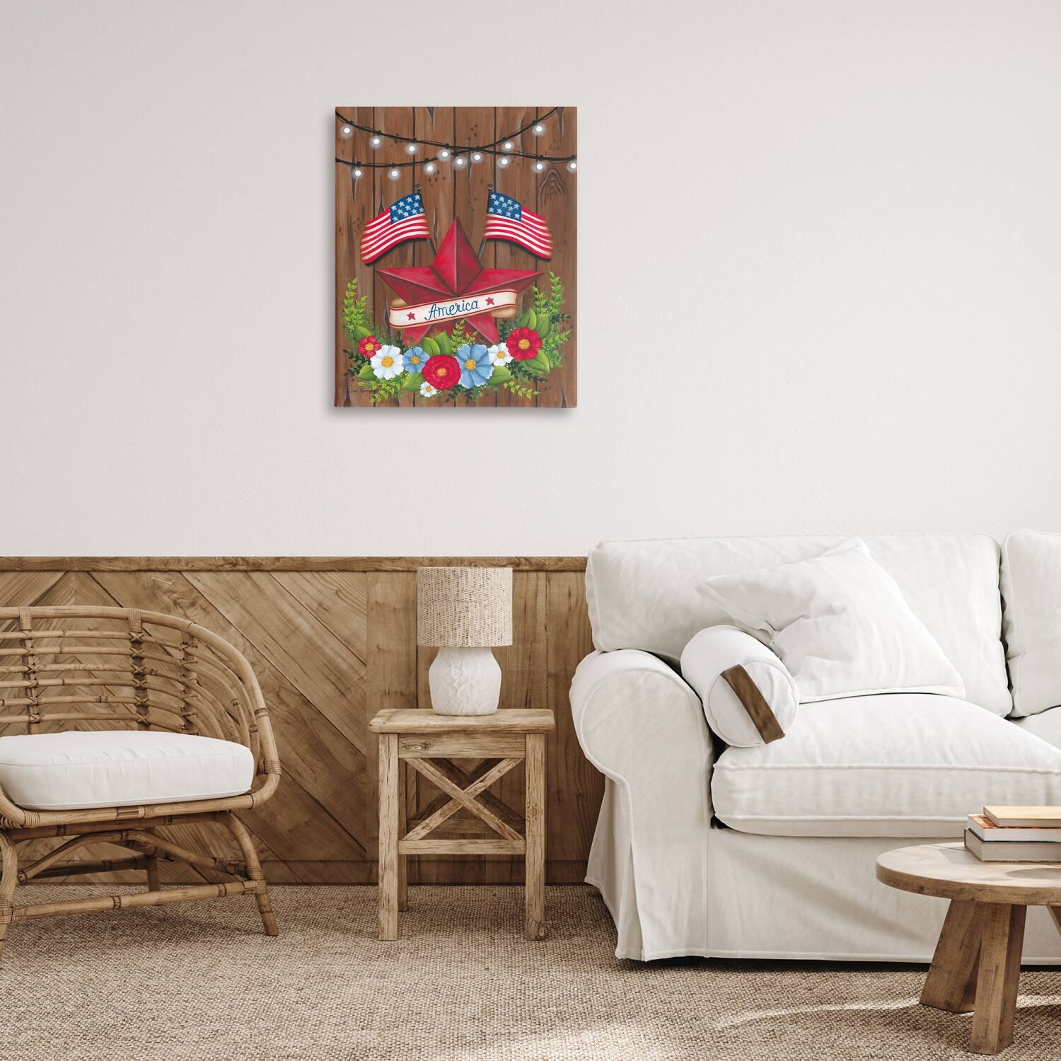 Stupell Industries Americana Country Garland Canvas Wall Art