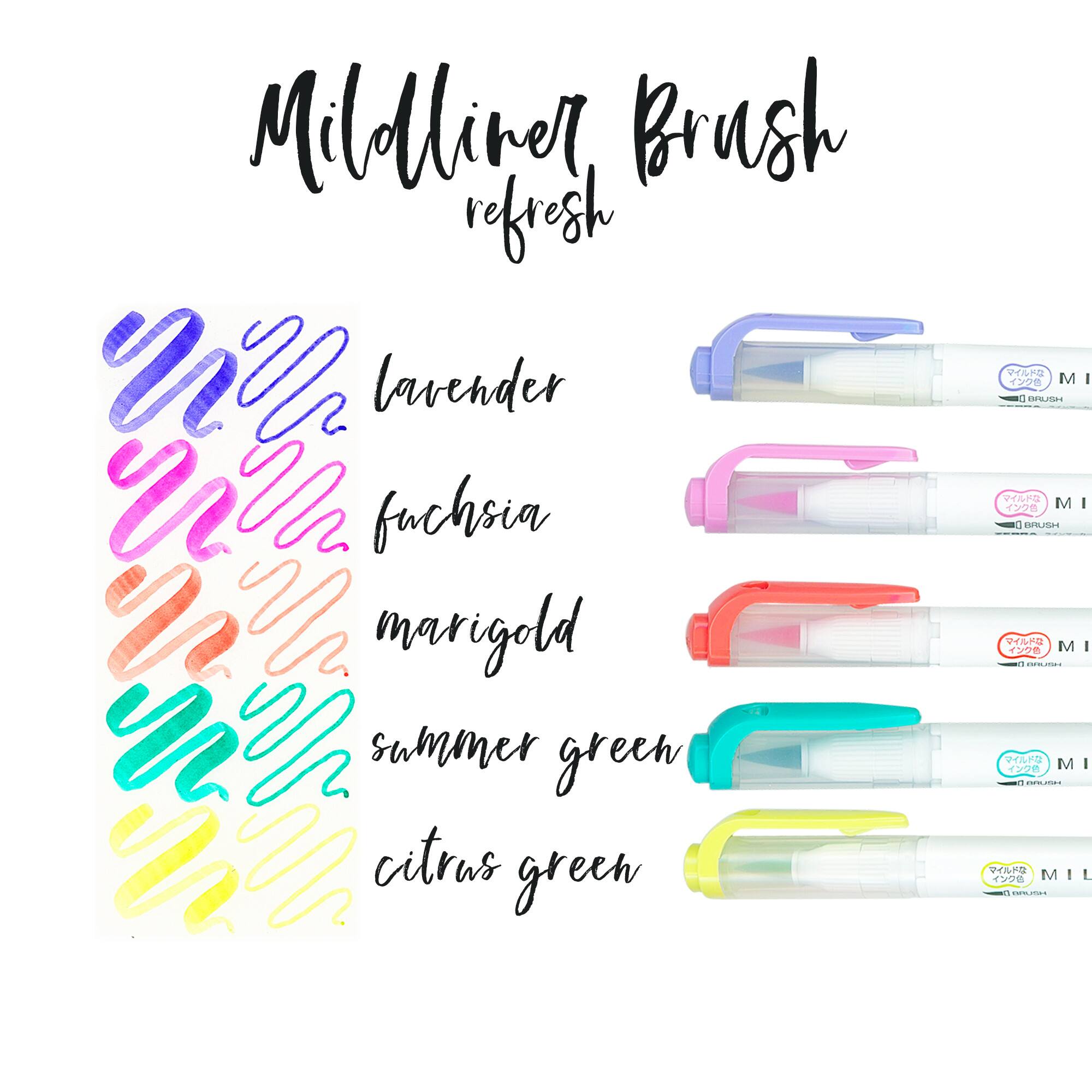 Zebra Mildliner Refresh Double-Ended Brush Pen Set