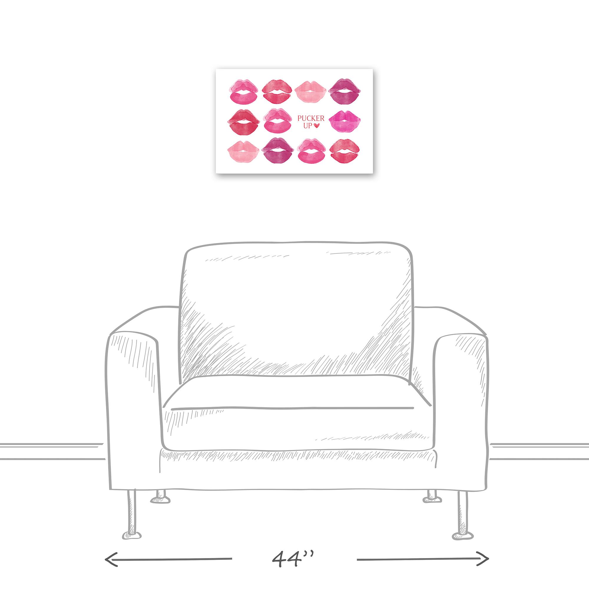 Pucker Up Watercolor Lips 12" x 18" Canvas Wall Art