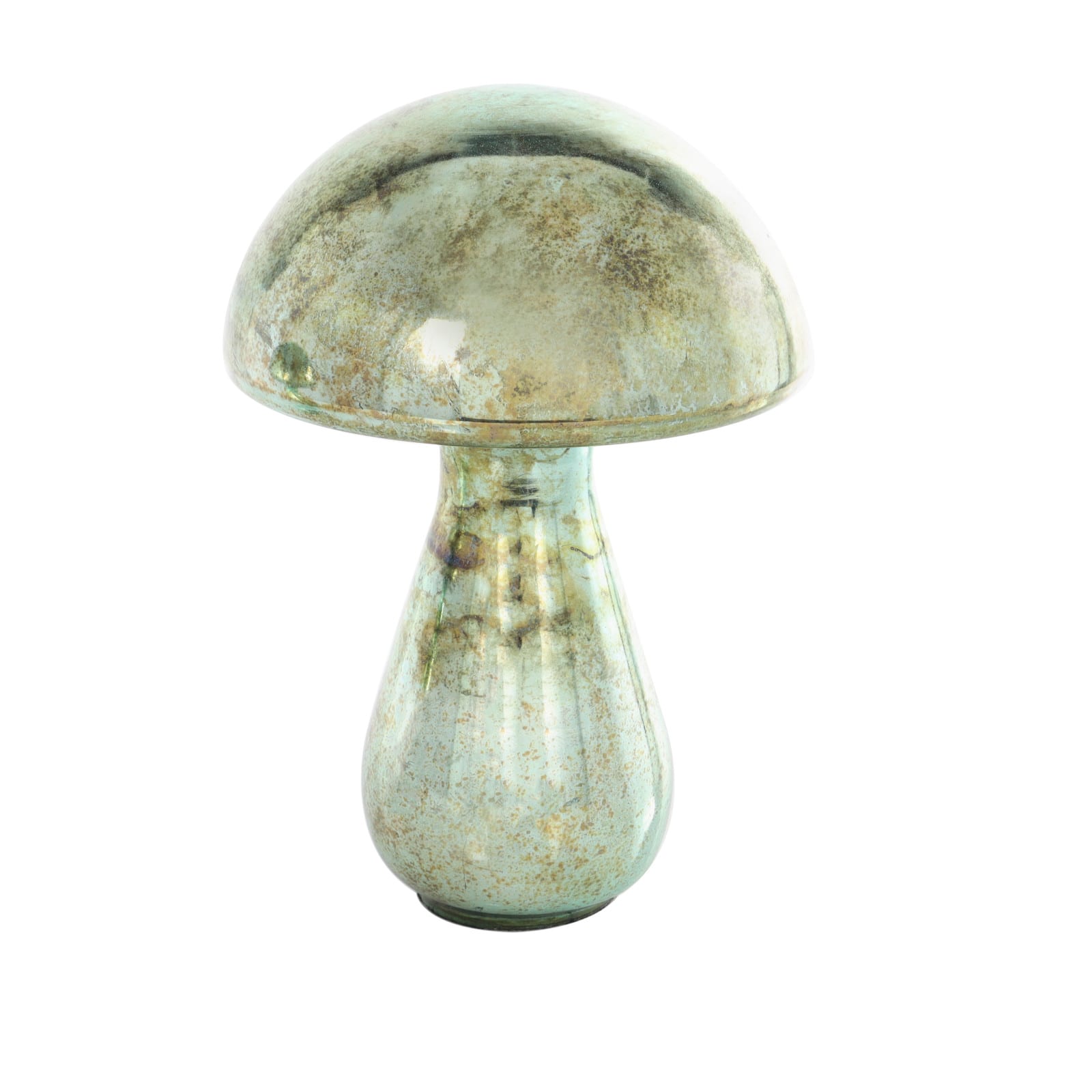 Green Glass Mushroom Sculpture Set