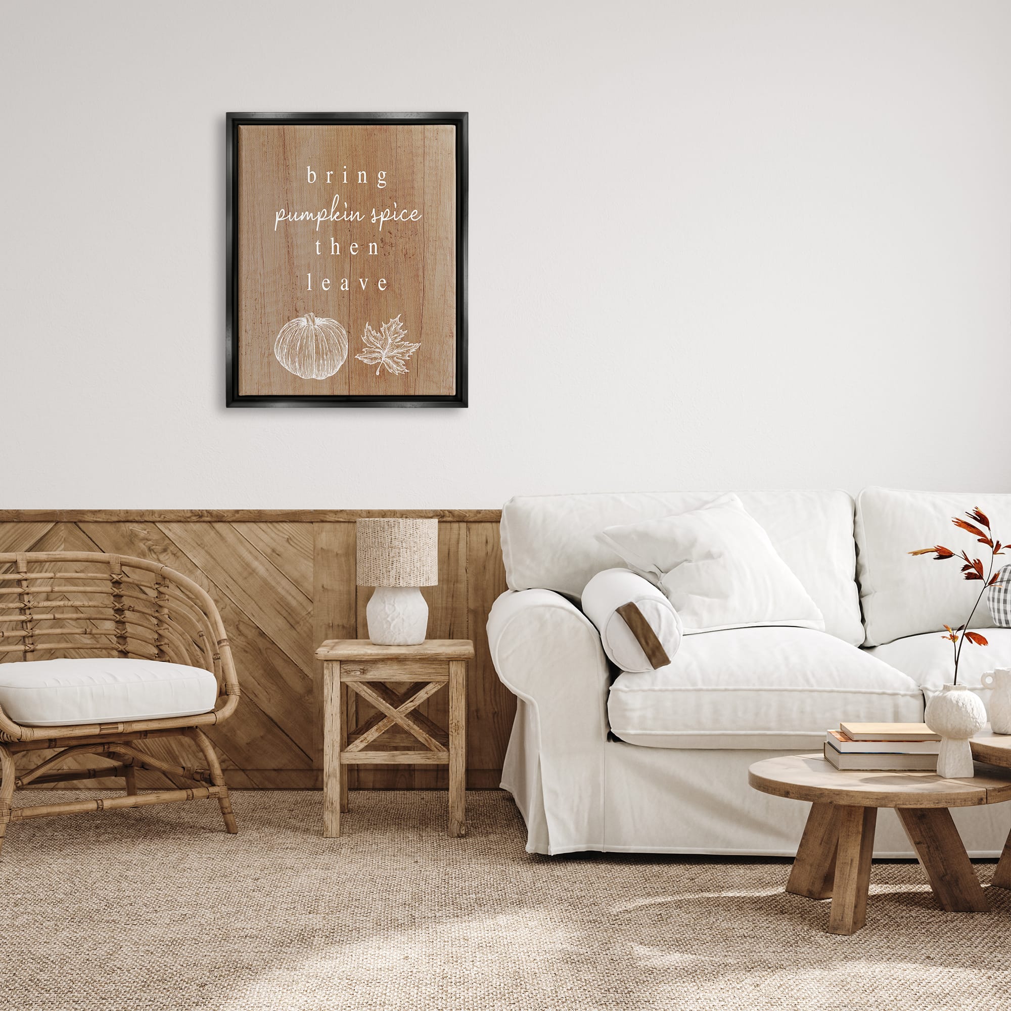 Stupell Industries Bring Pumpkin Spice Then Leave Framed Floater Canvas Wall Art