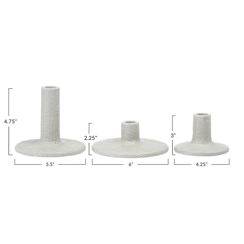 Hello Honey® Stoneware Taper Candle Holders Set, 3ct.