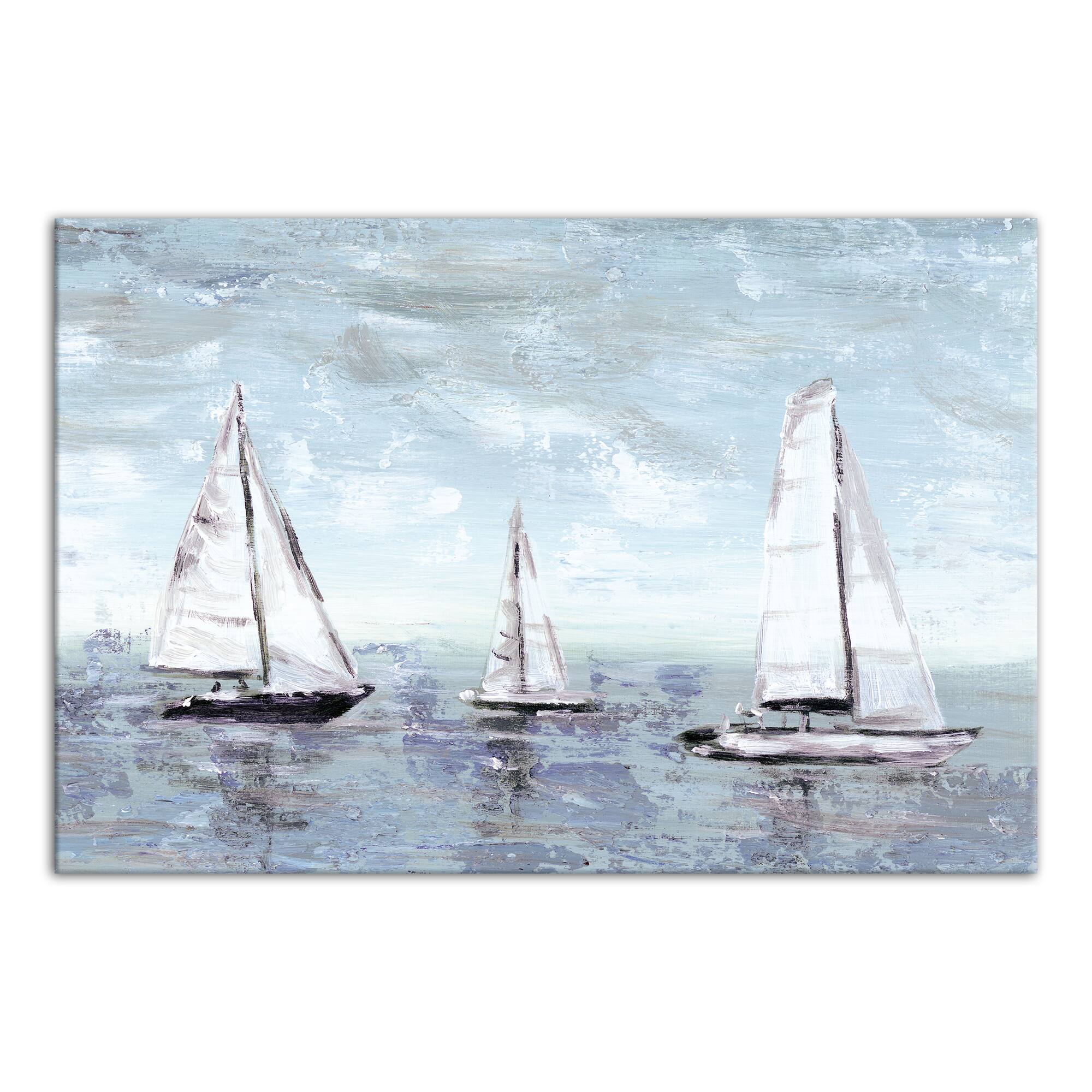 Boats on Horizon Canvas Wall Art