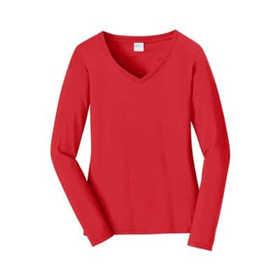 Port & Company® Fan Favorite™ Colors Long Sleeve Ladies V-Neck T-Shirt ...