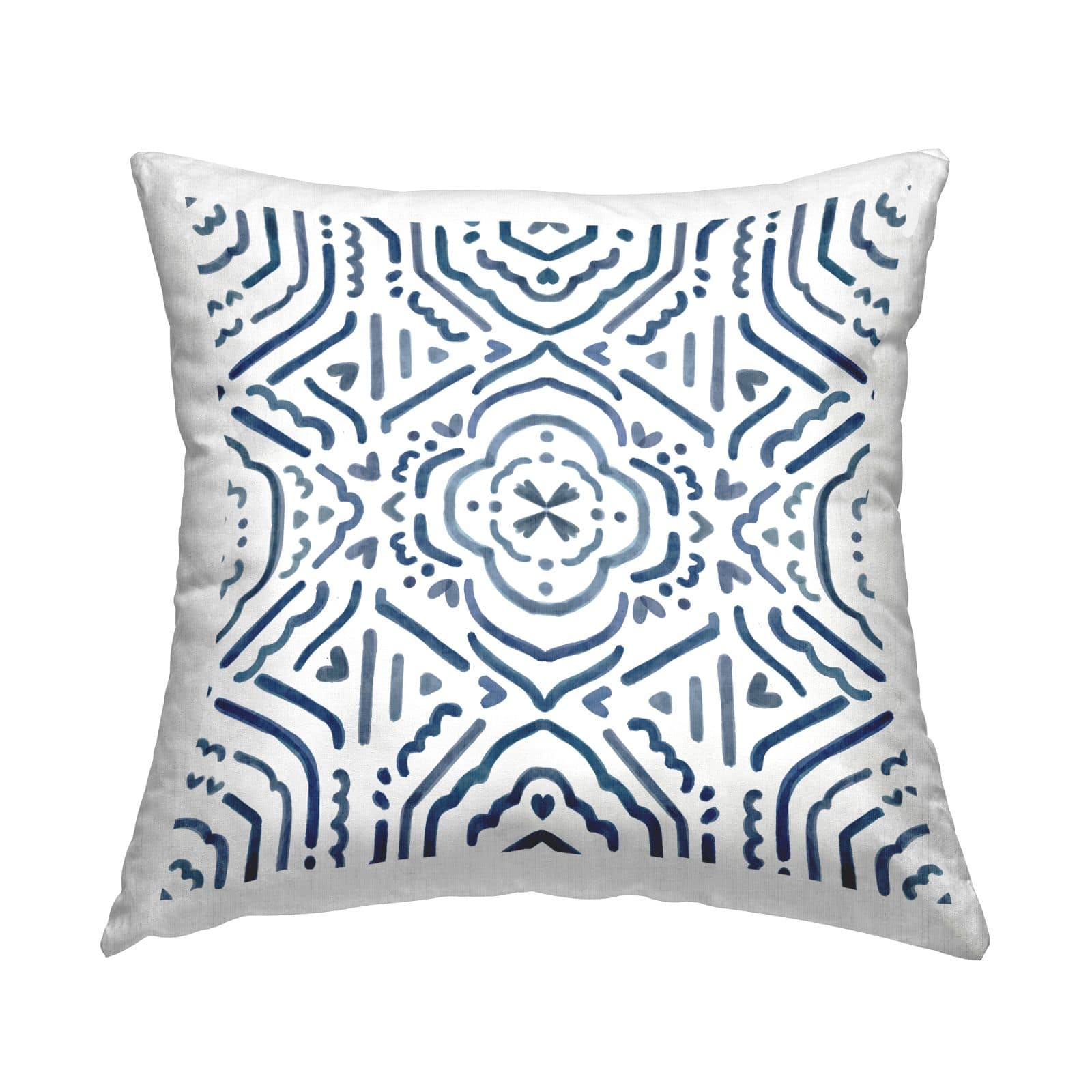 Stupell Industries Minimal Blue White Boho Lines Pattern Throw Pillow, 18" x 18"