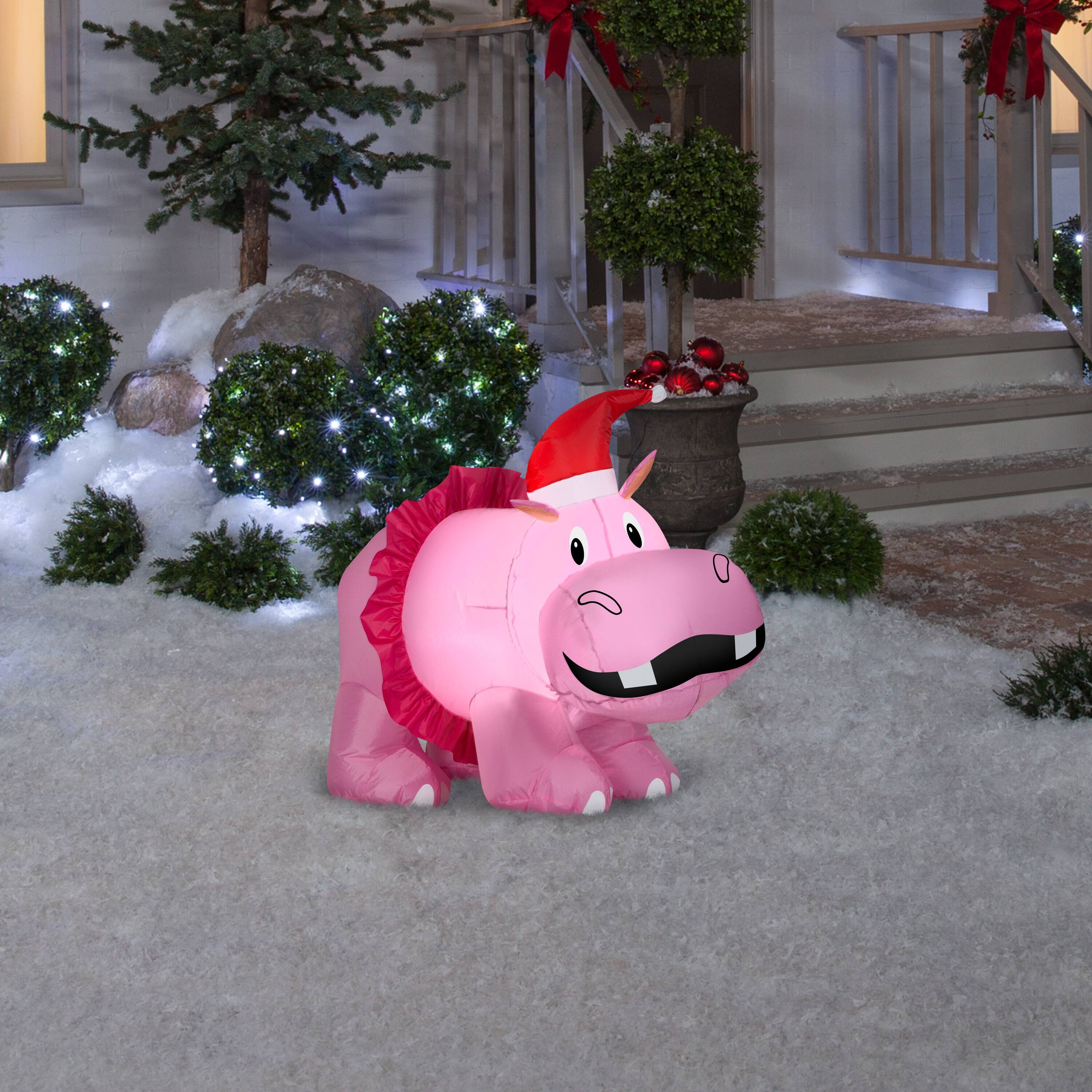 Airblown Hippo With Pink Tutu Inflatable