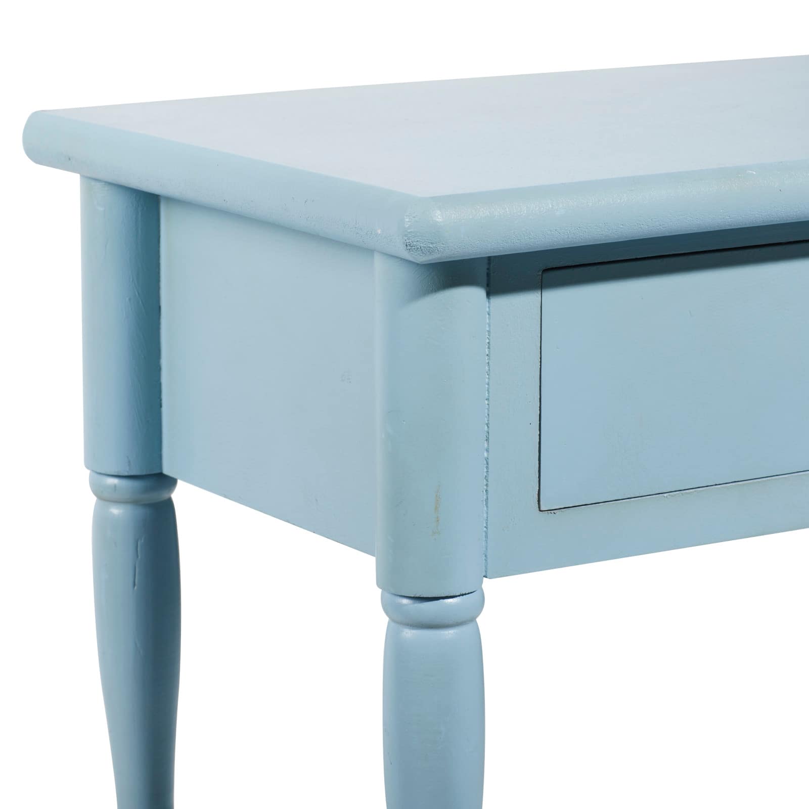 2.5ft. Aquamarine Wood Farmhouse Accent Table