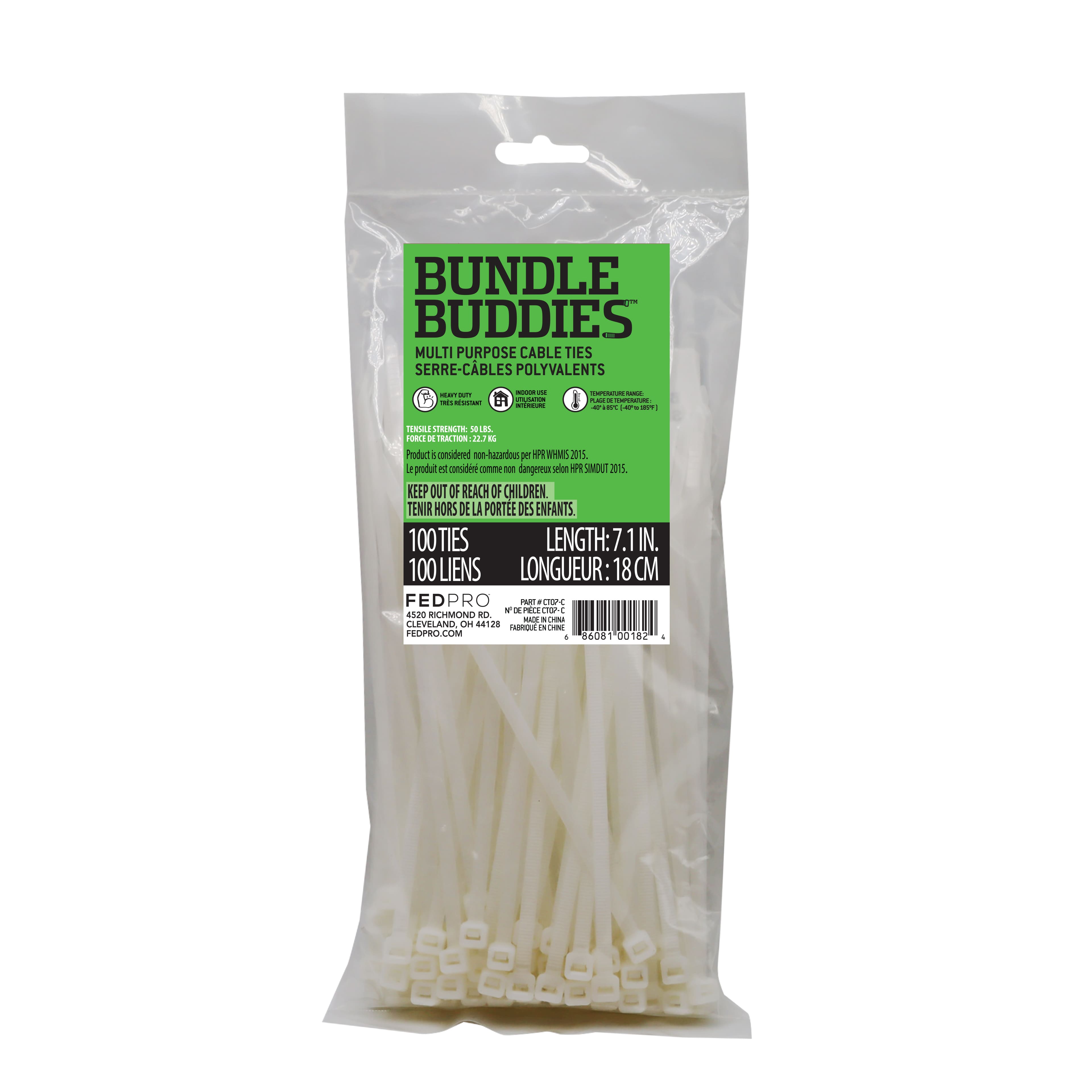 Bundle Buddies&#x2122; 7&#x22; Natural Multi-Purpose Cable Ties, 100ct.