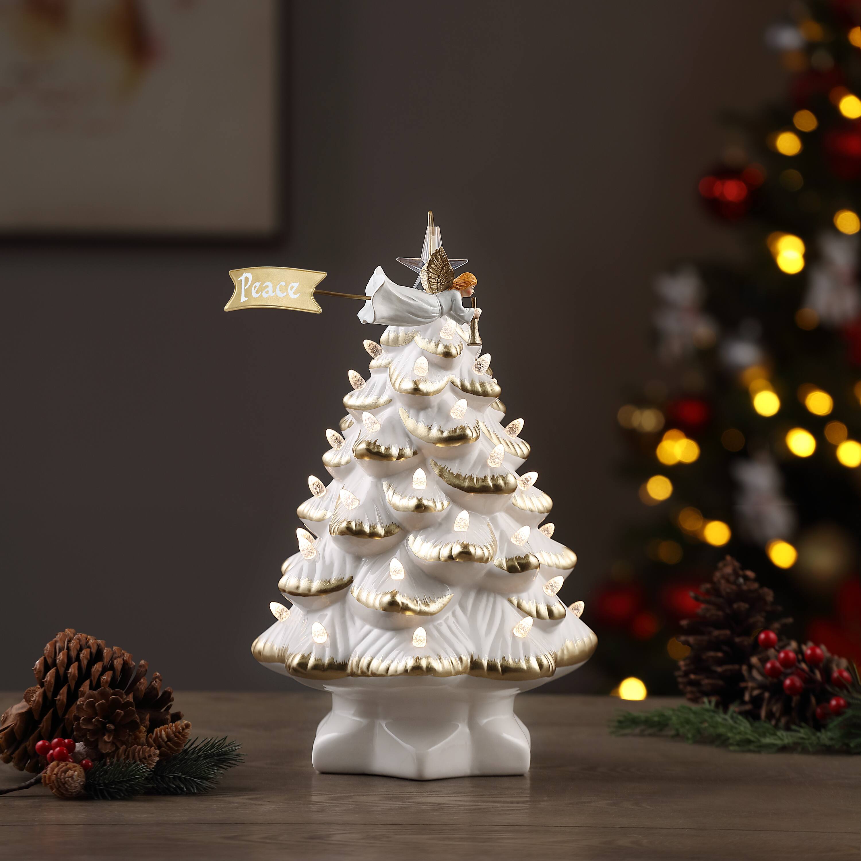 14&#x22; LED Angel Animated Nostalgic Tree