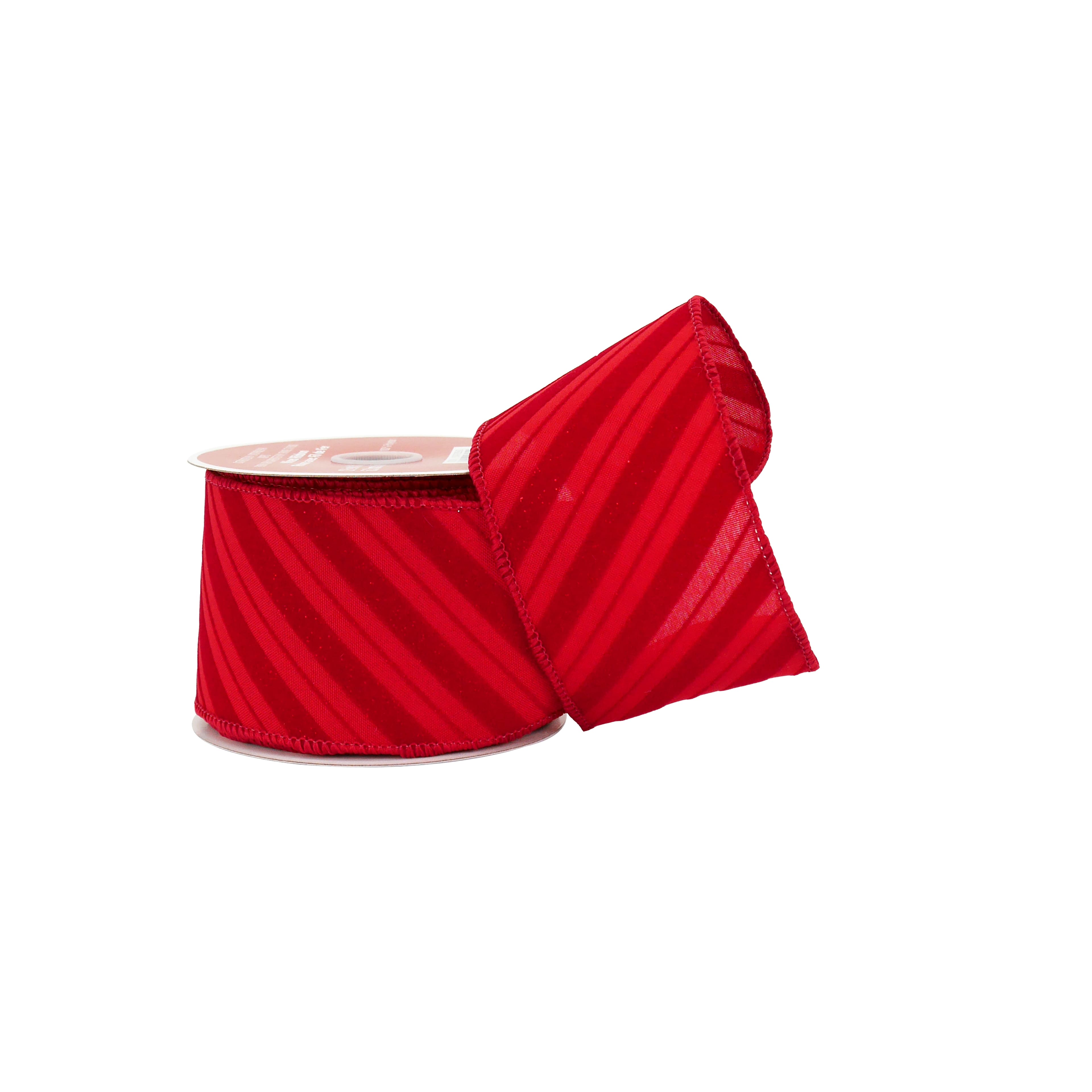 2.5&#x22; x 20ft. Red Diagonal Stripes Wired Ribbon by Celebrate It&#xAE;