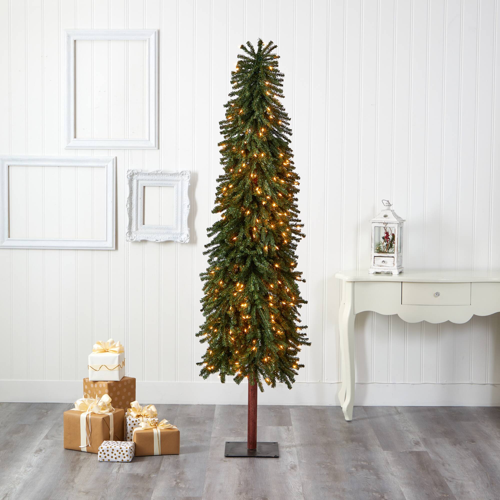 7ft. Pre-Lit Grand Alpine Artificial Christmas Tree, Clear LED Lights