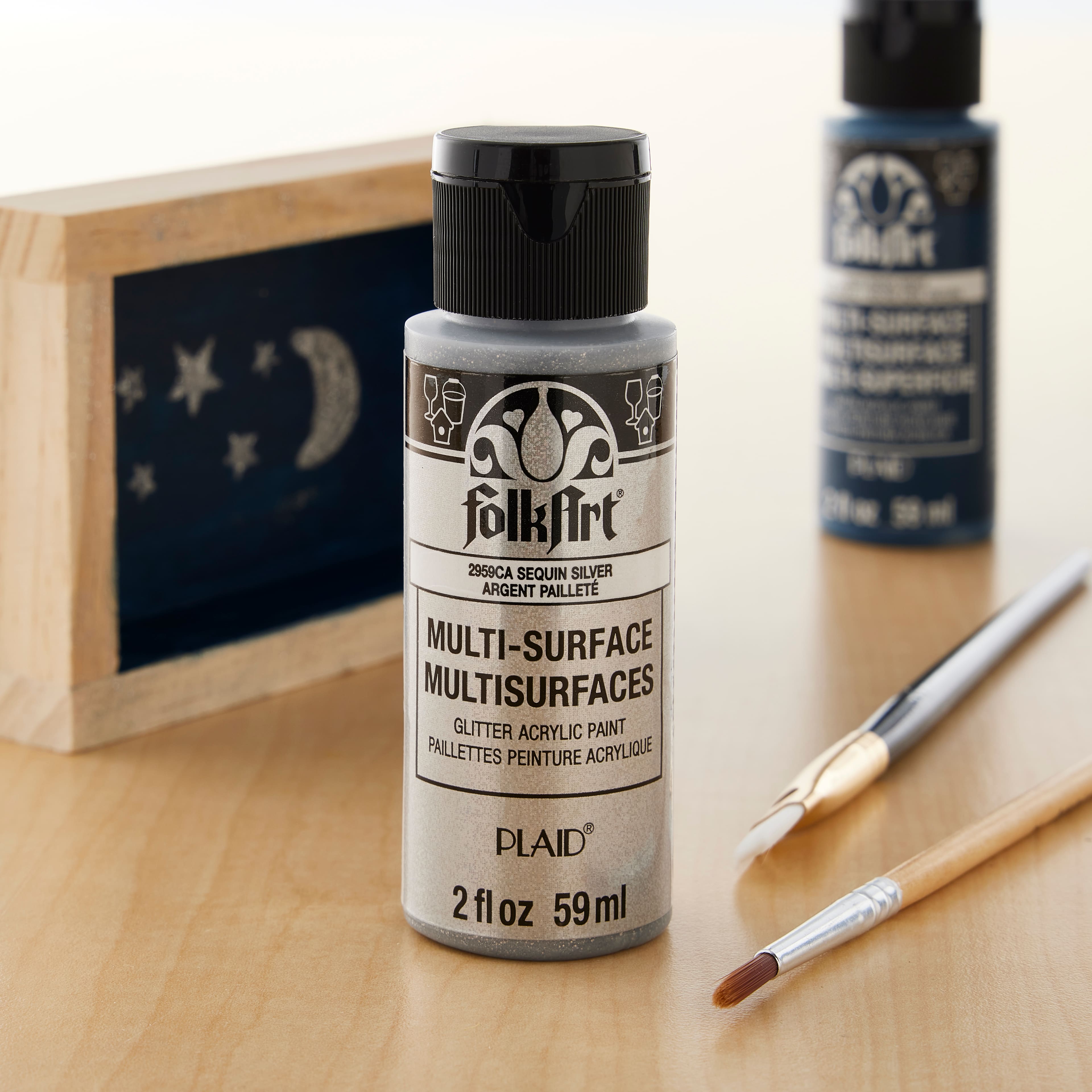 12 Pack: FolkArt&#xAE; Multi-Surface Glitter Acrylic Paint