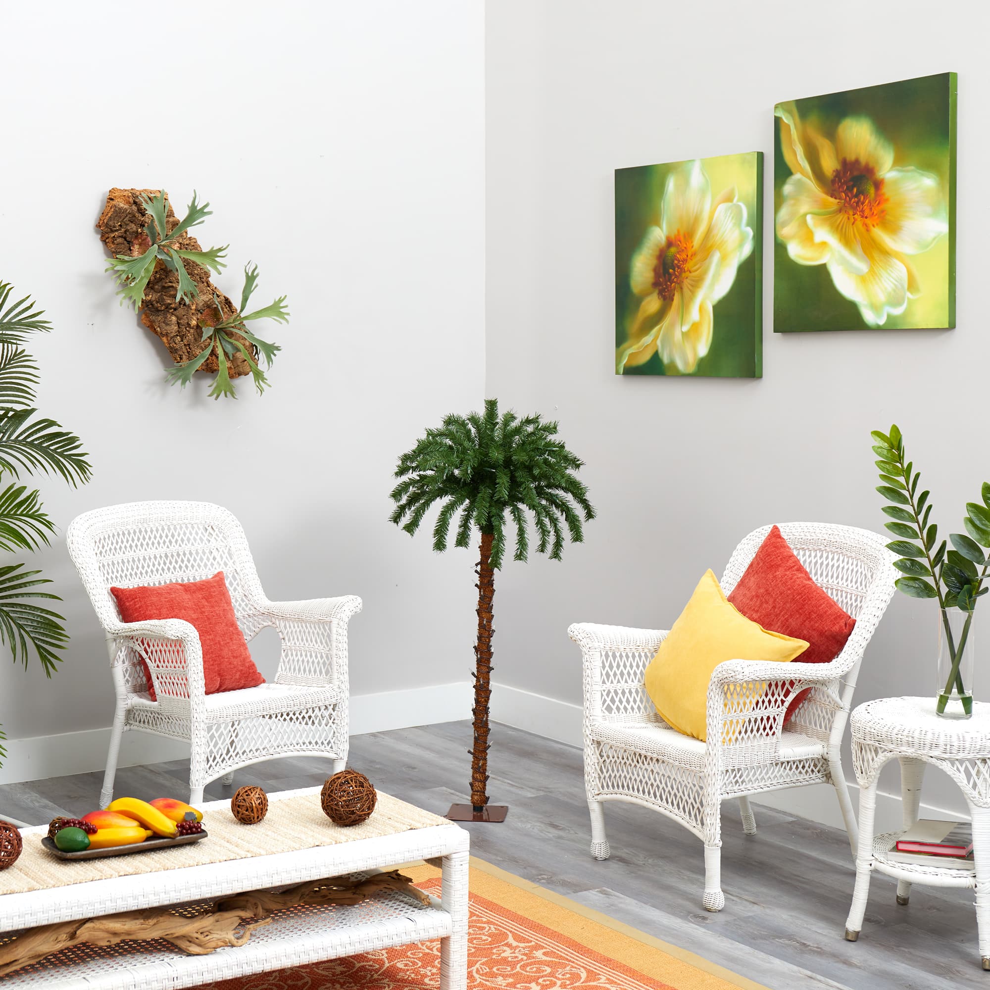 4ft. Pre-Lit Christmas Palm Artificial Tree with Warm White LED Lights