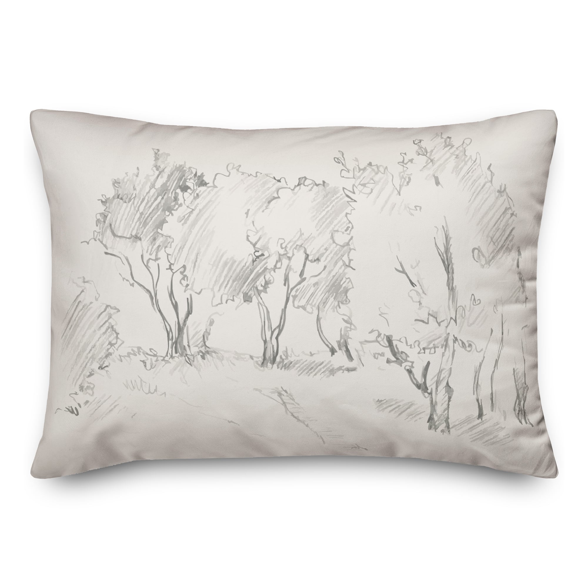 Tree Pencil Drawing Throw Pillow