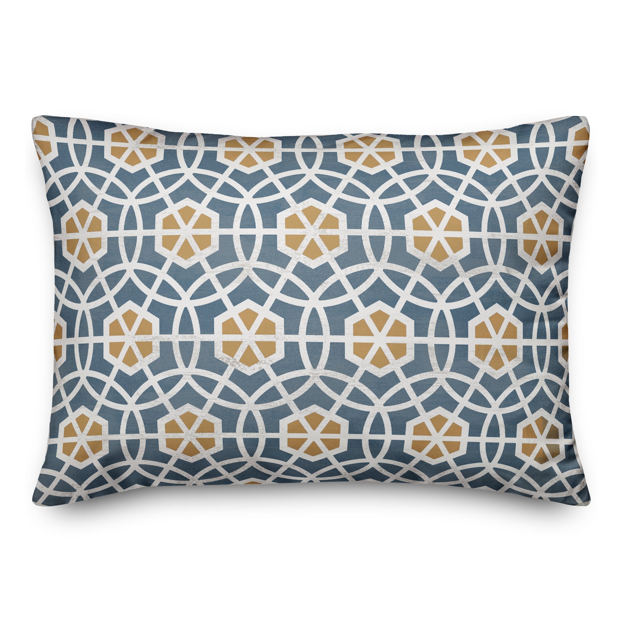 Blue &#x26; Yellow Circle Hex Throw Pillow