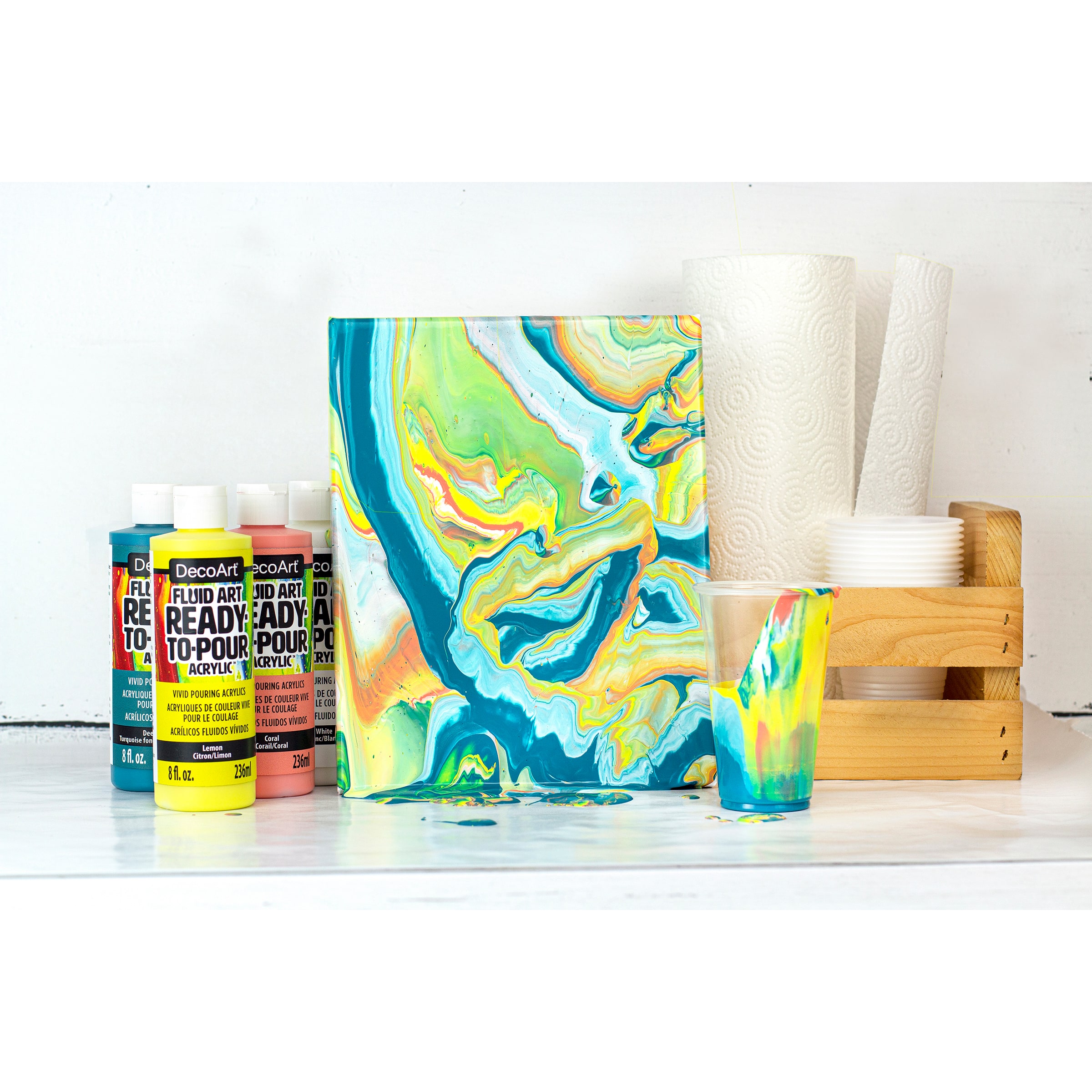 12 Pack: DecoArt® Fluid Art Ready-To-Pour Acrylic™ Paint, 8oz.