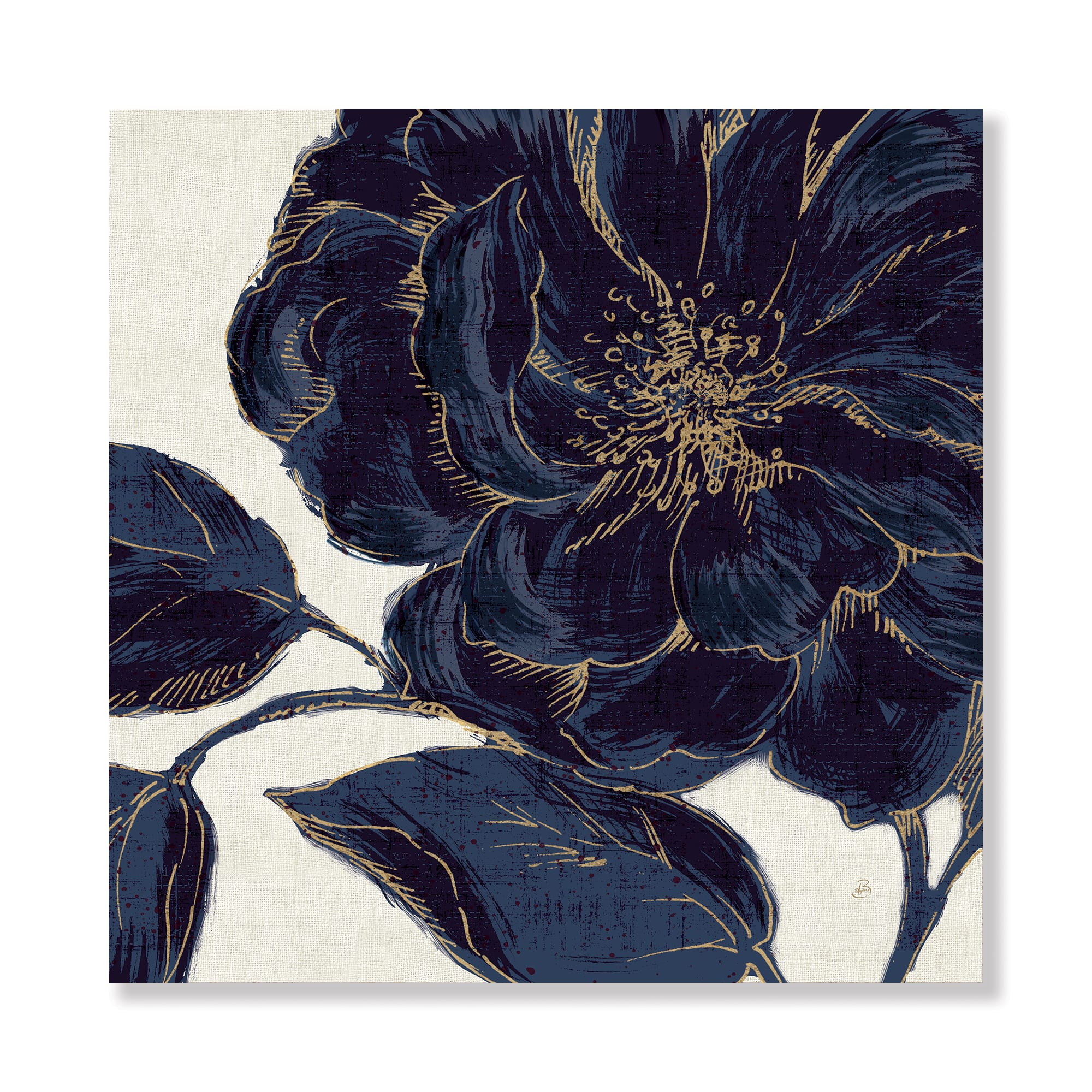 Designart - Dark Rose Gilded Gold - Floral Canvas Artwork