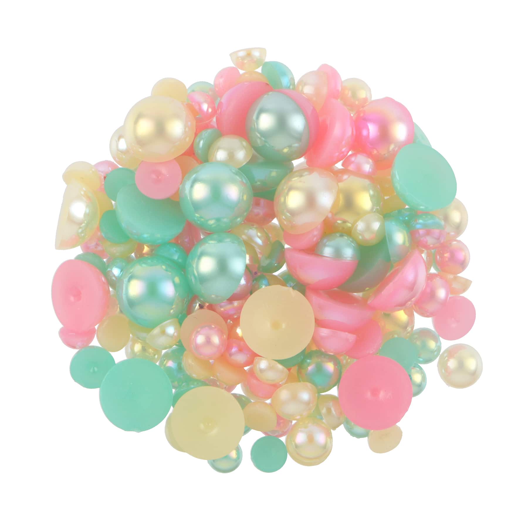 Turquoise, Ivory &#x26; Pink Aurora Borealis Plastic Flatback Pearl Mix, 5100ct. by Bead Landing&#x2122;