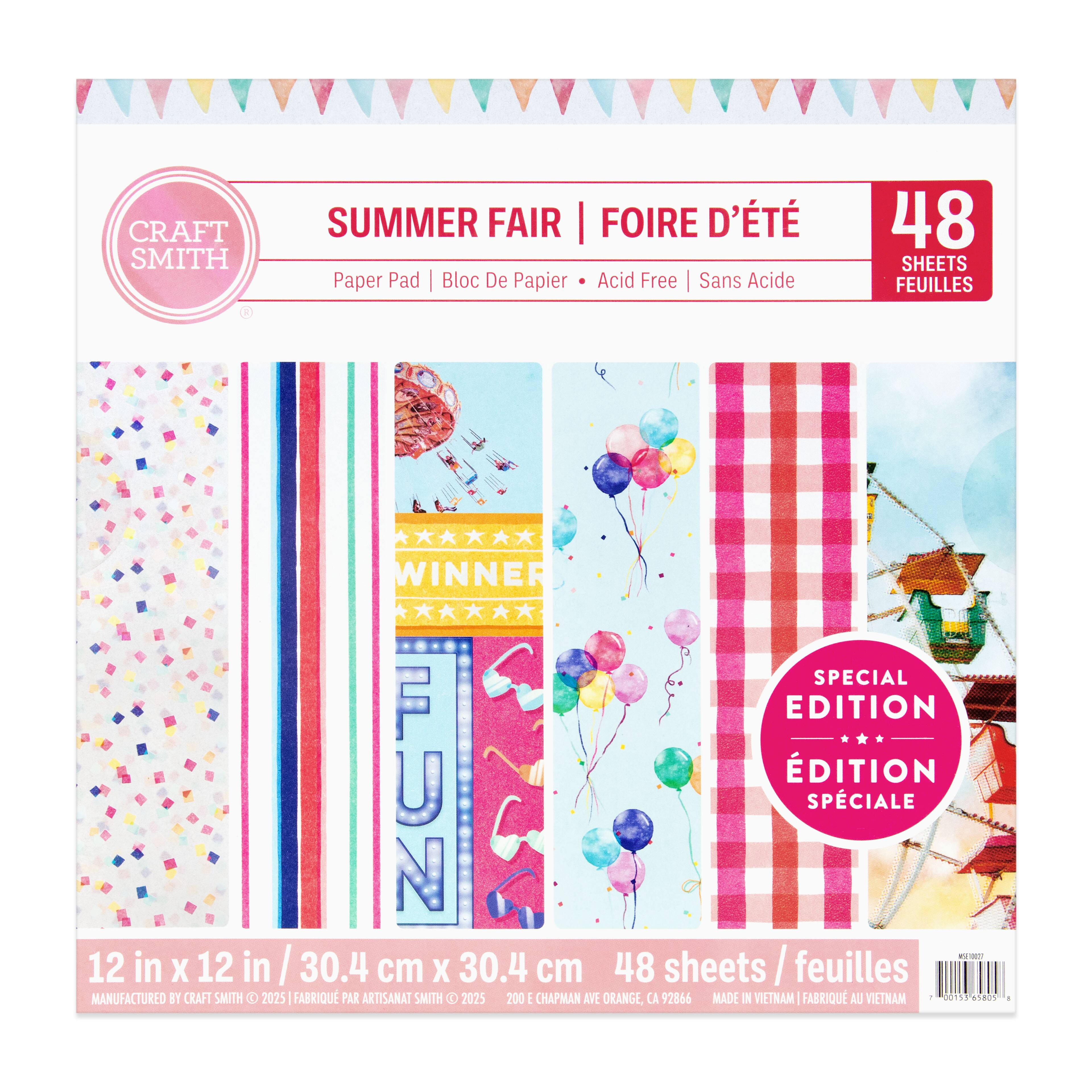 Craft Smith 12" x 12" Summer Fair Paper Pad, 48 Sheets