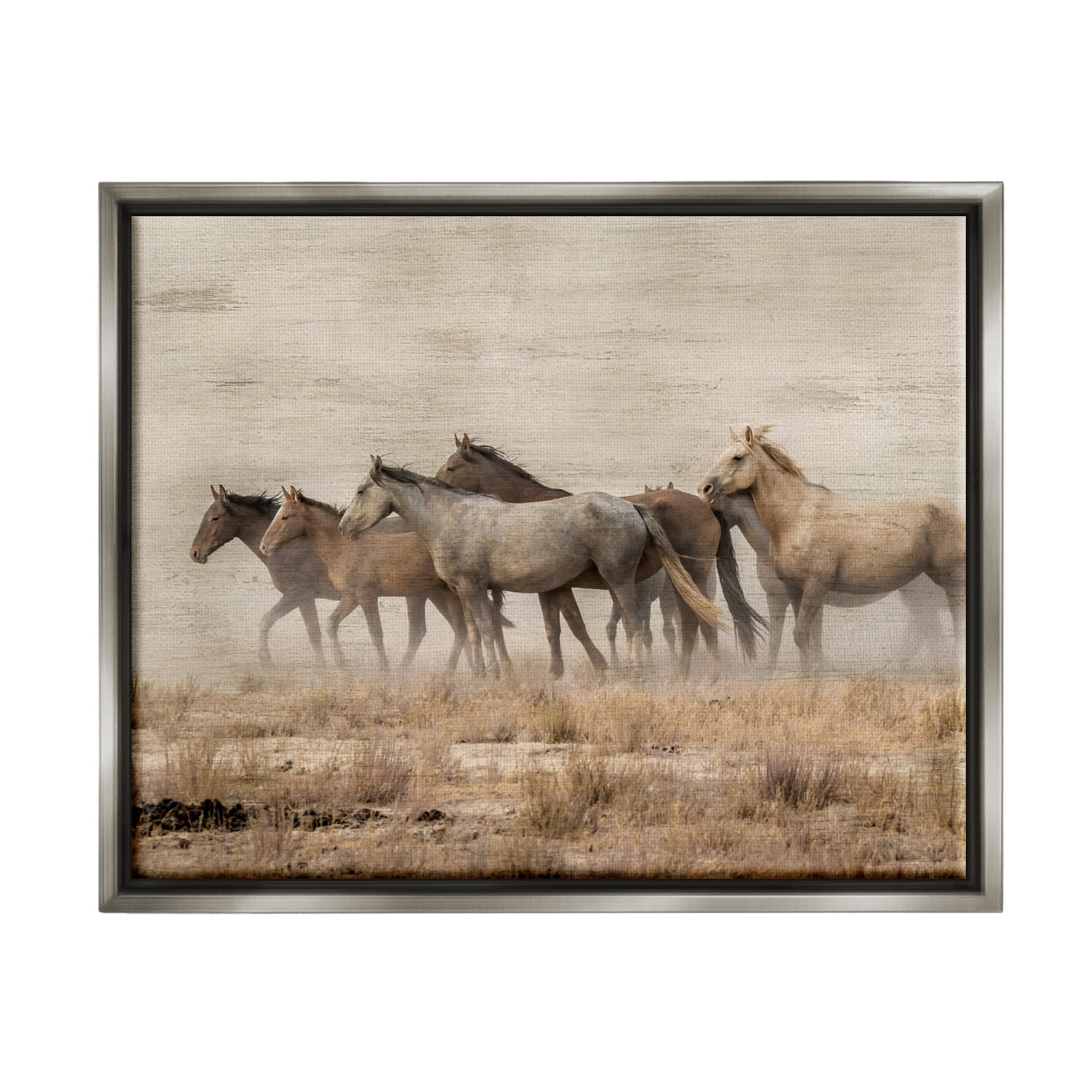 Stupell Industries Galloping Horse Herd Countryside Floater Framed Art