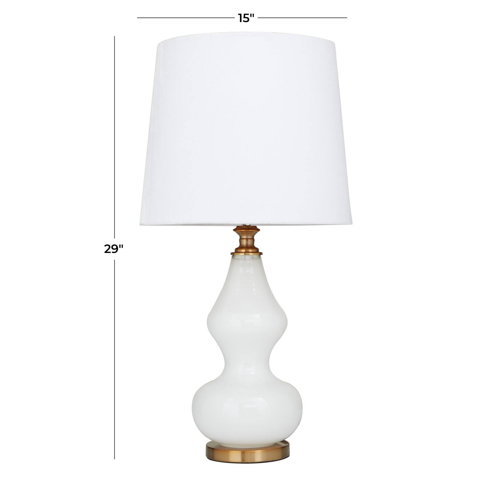 White Glass Table Lamp 15&#x22; x 15&#x22; x 29&#x22;