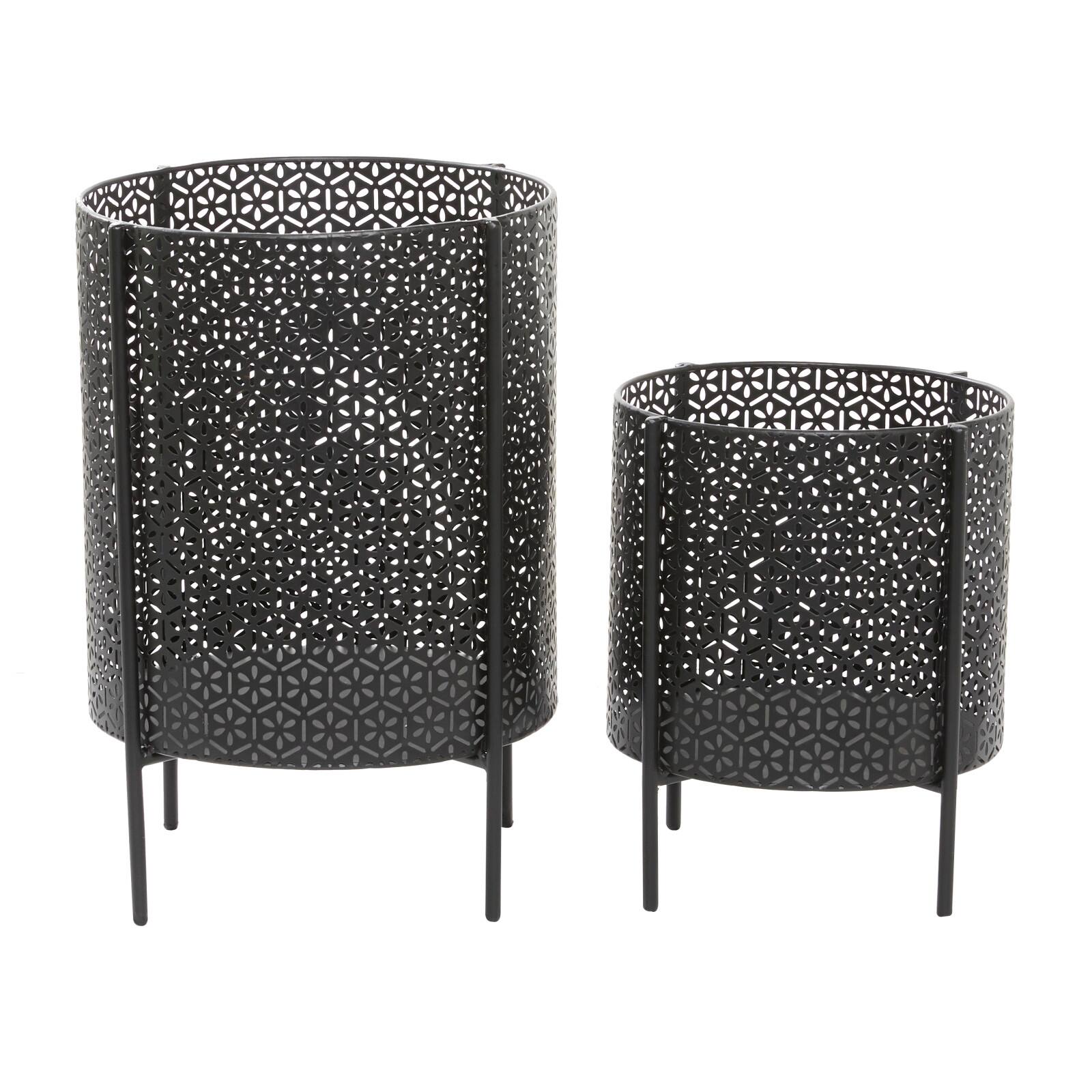 CosmoLiving by Cosmopolitan Black Metal Mesh Planter Set