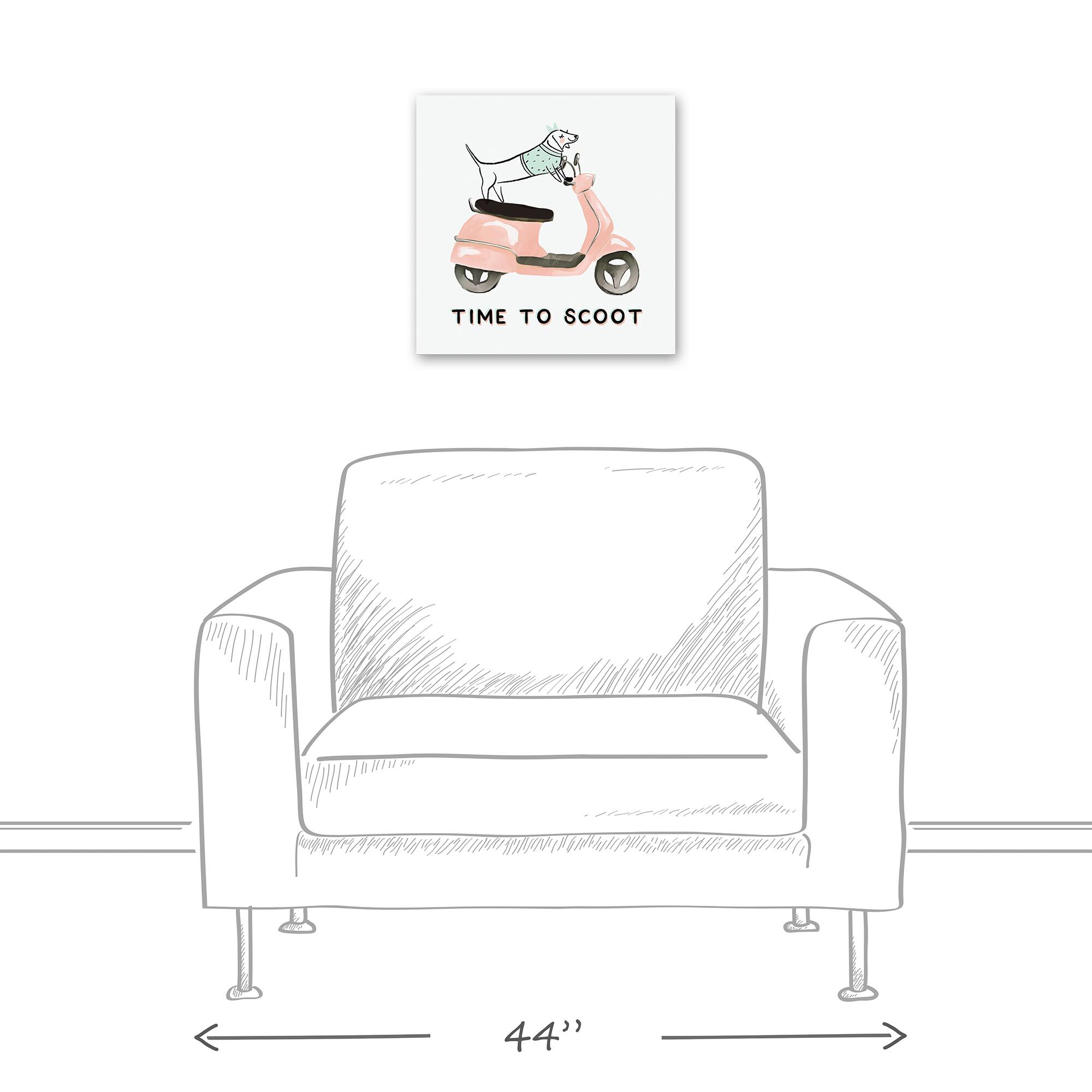 Dog Scooter Pink Mint 6 Canvas Wall Art