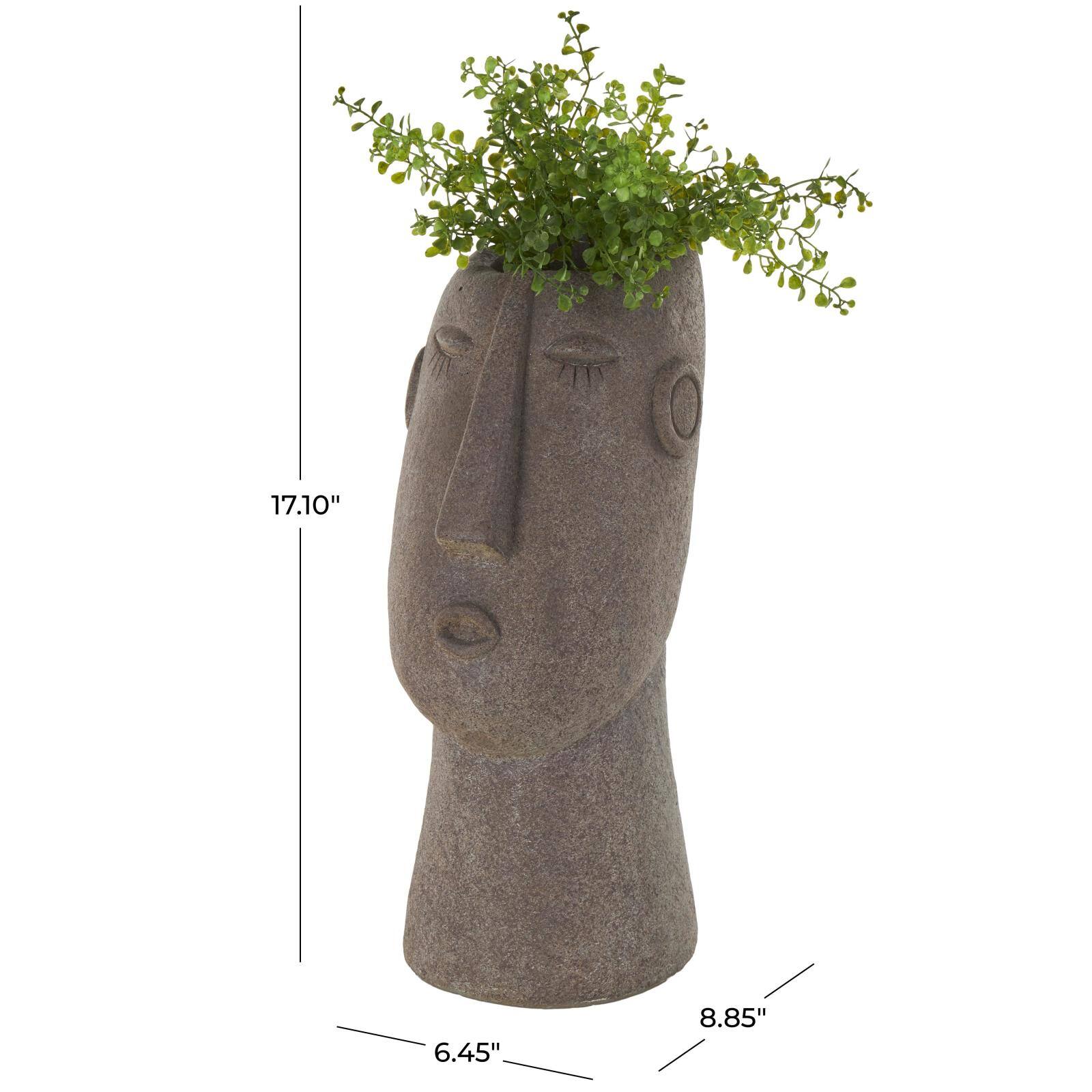 17&#x22; Textured Brown Woman Head Planter