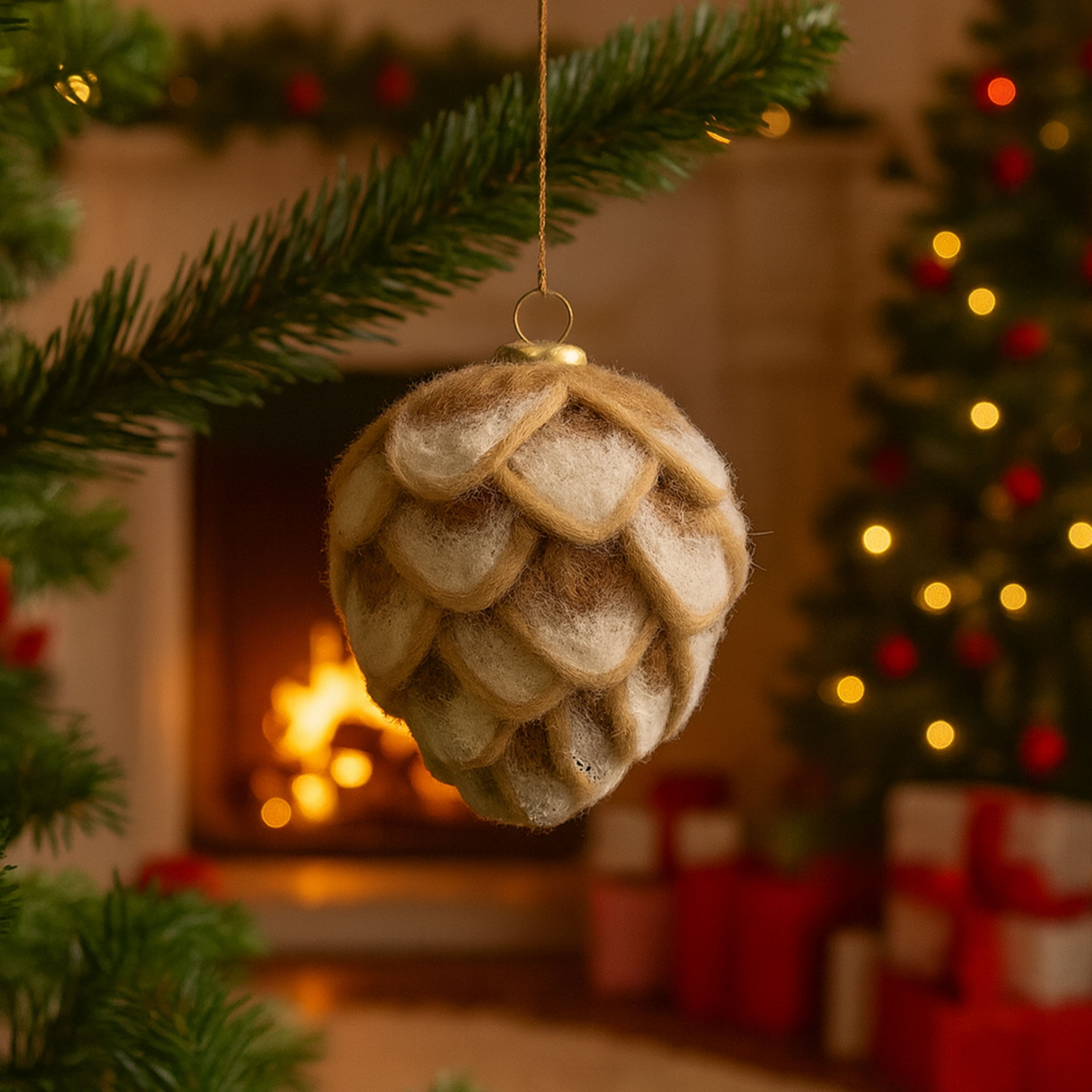 Christmas Frosted Pinecone Ornament Felting Kit by Loops &#x26; Threads&#xAE;