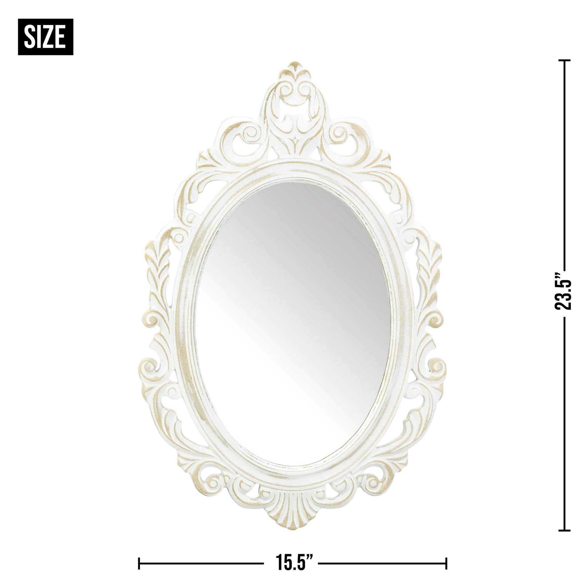 23.5" Antiqued White Wall Mirror