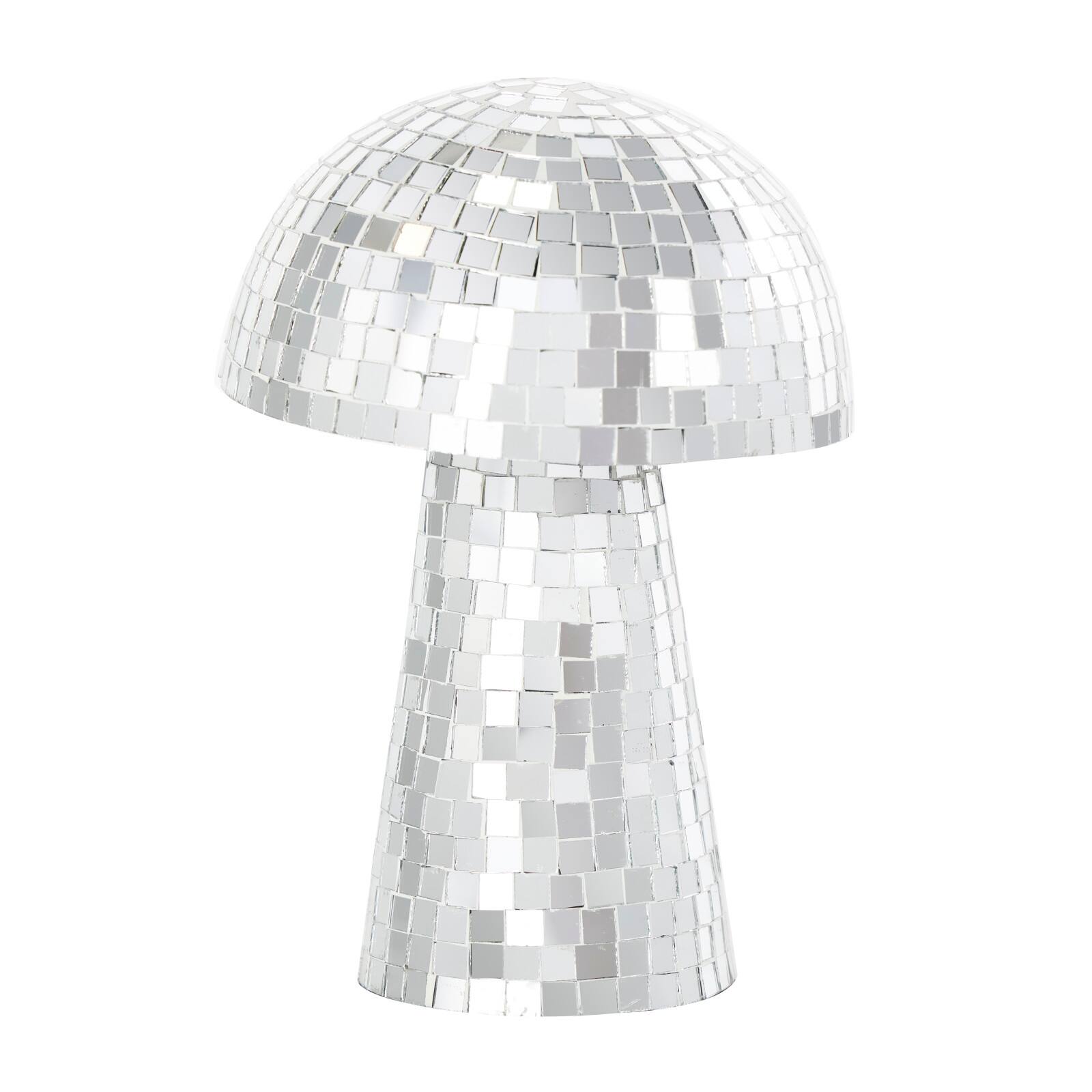 Silver Handmade Glass Mosaic Mushroom Mirror Sculpture Set