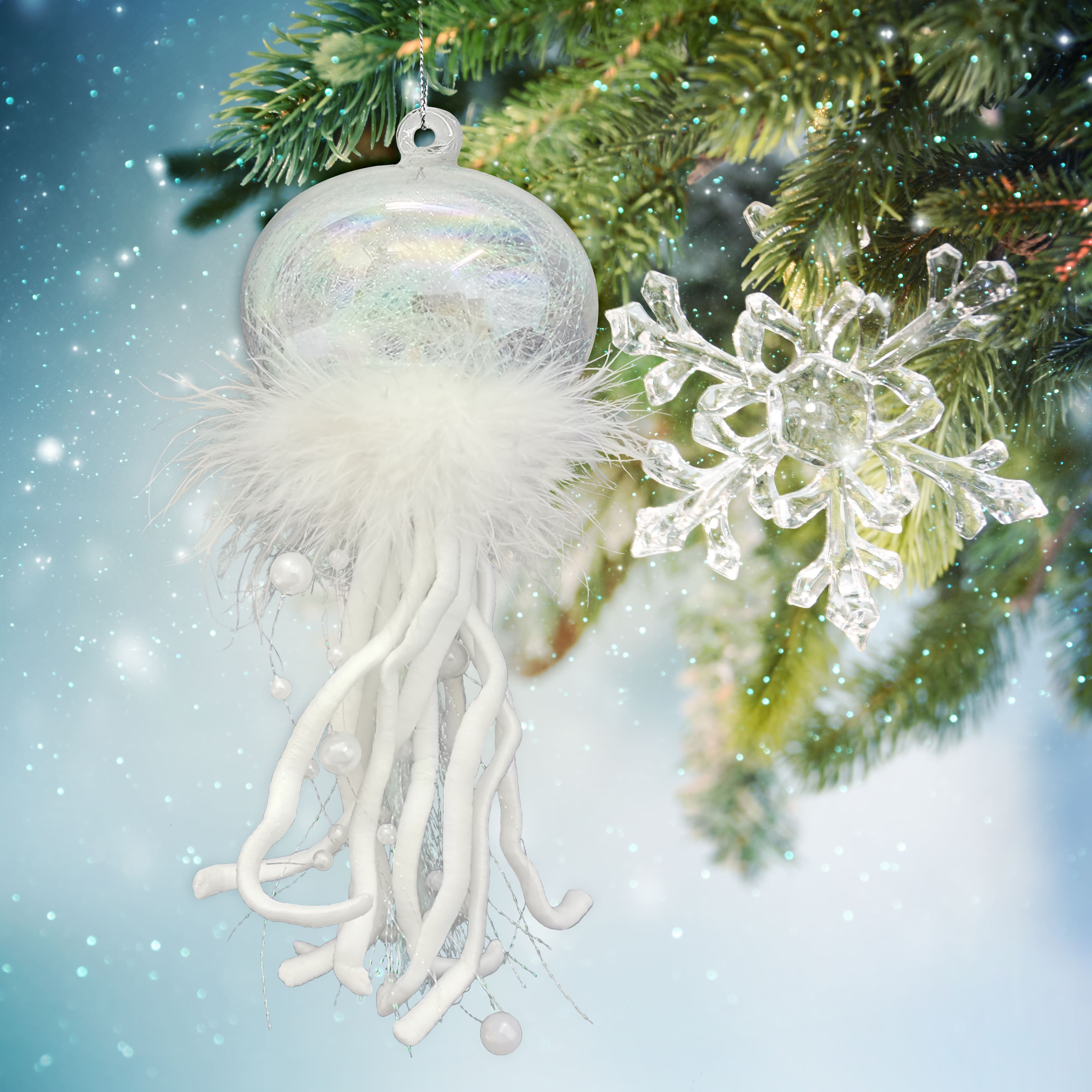 8.25&#x22; White Jellyfish Glass Ornament by Ashland&#xAE;