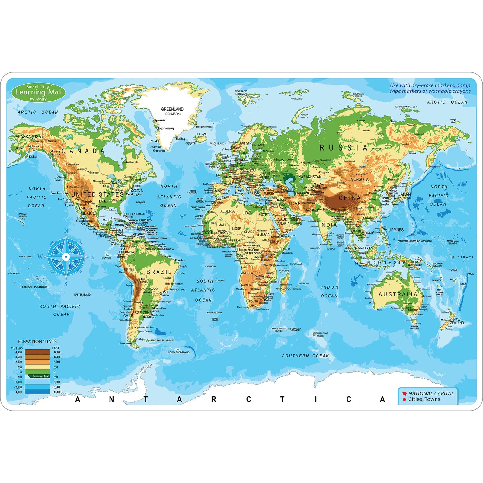 Buy Ashley Productions Smart Poly™ World Physical Map