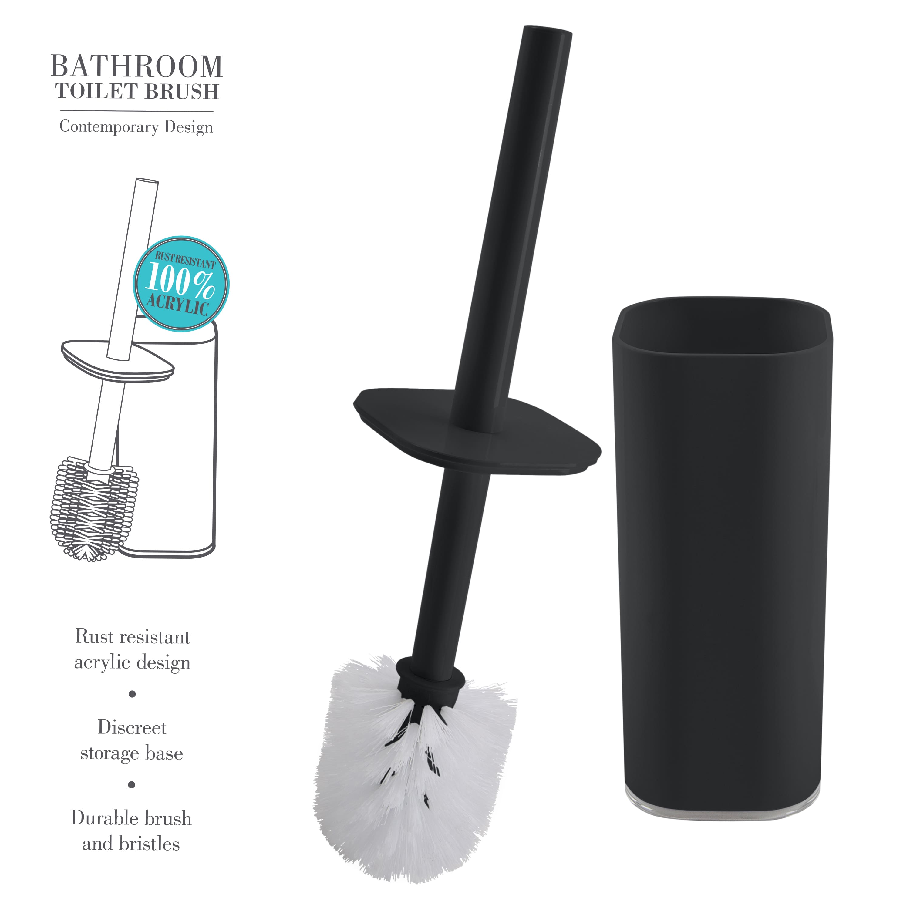 Bath Bliss Black Acrylic Toilet Brush Set