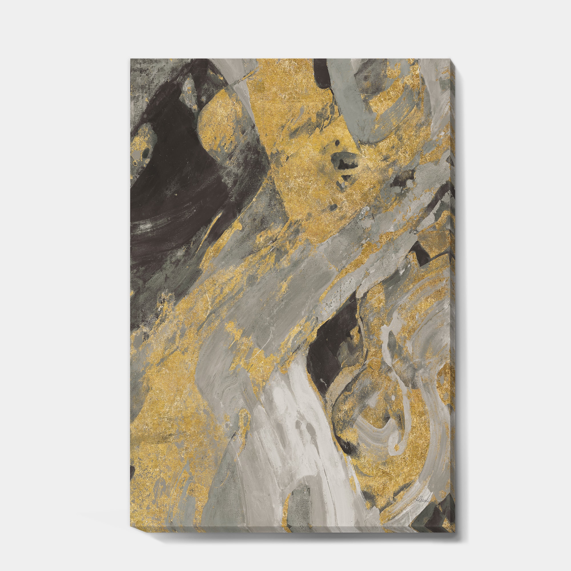 Designart - Marble Gold and Black - Modern & Contemporary Canvas Artwork