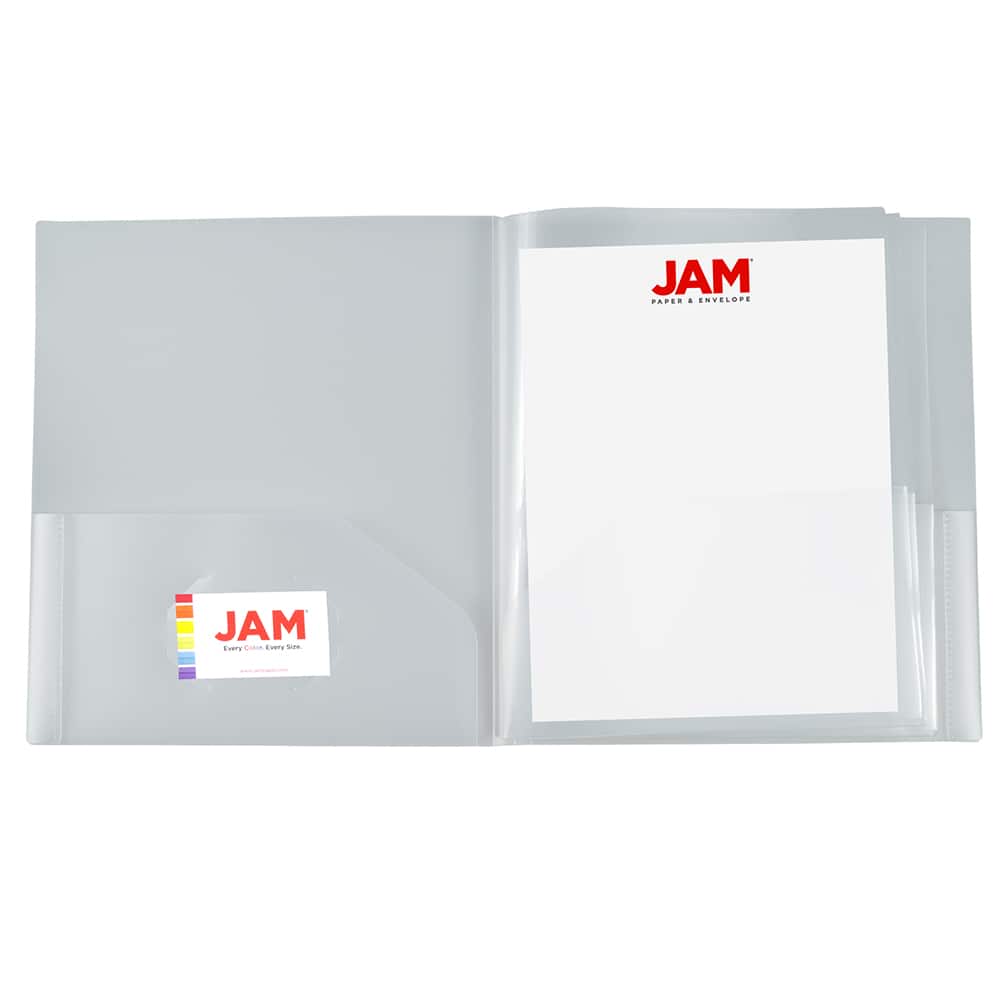 JAM Paper Clear Heavy Duty Plastic 10-Pocket Folder, 3ct.