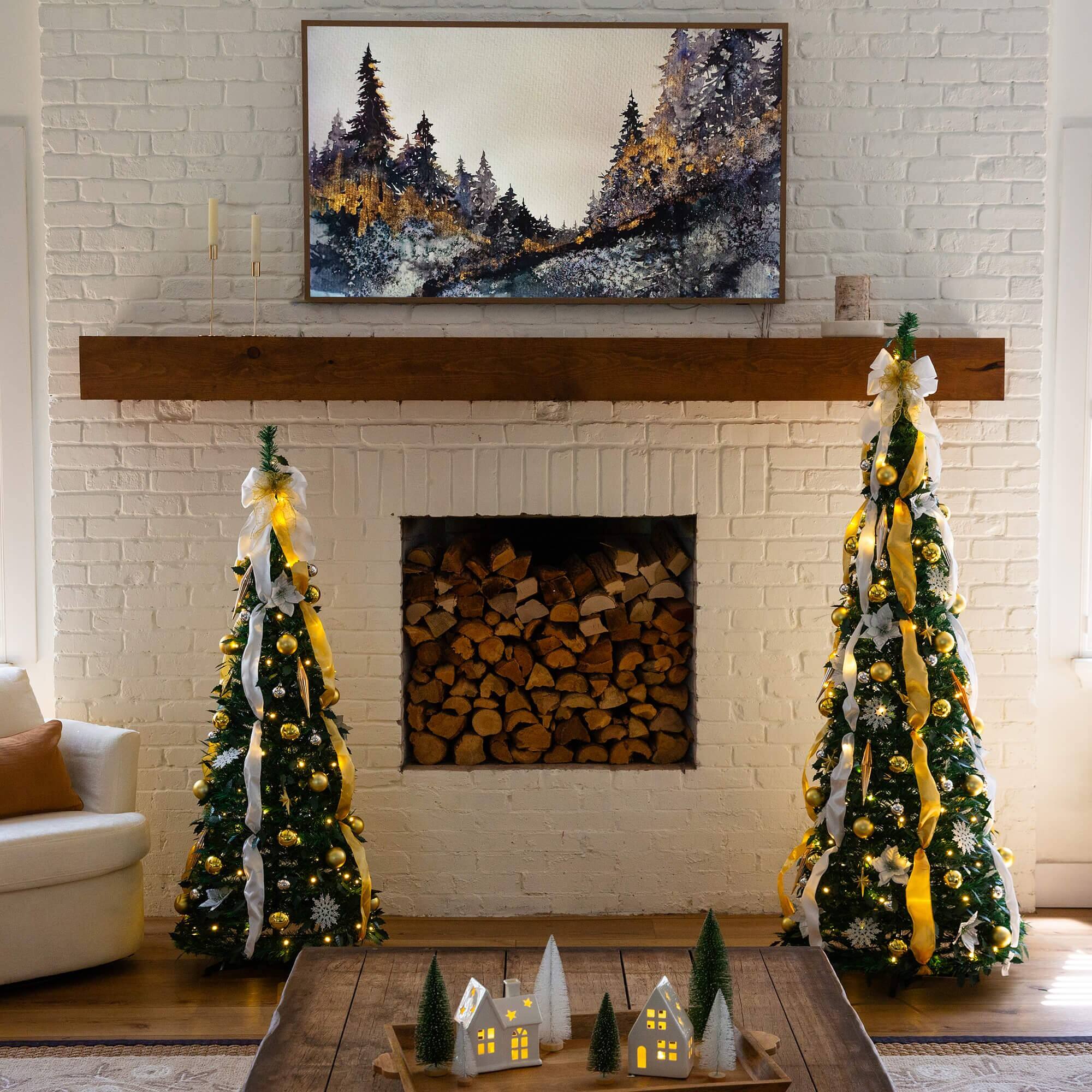 5ft. Pre-Lit Pop-Up Green Artificial Christmas Tree, Warm White LED Lights