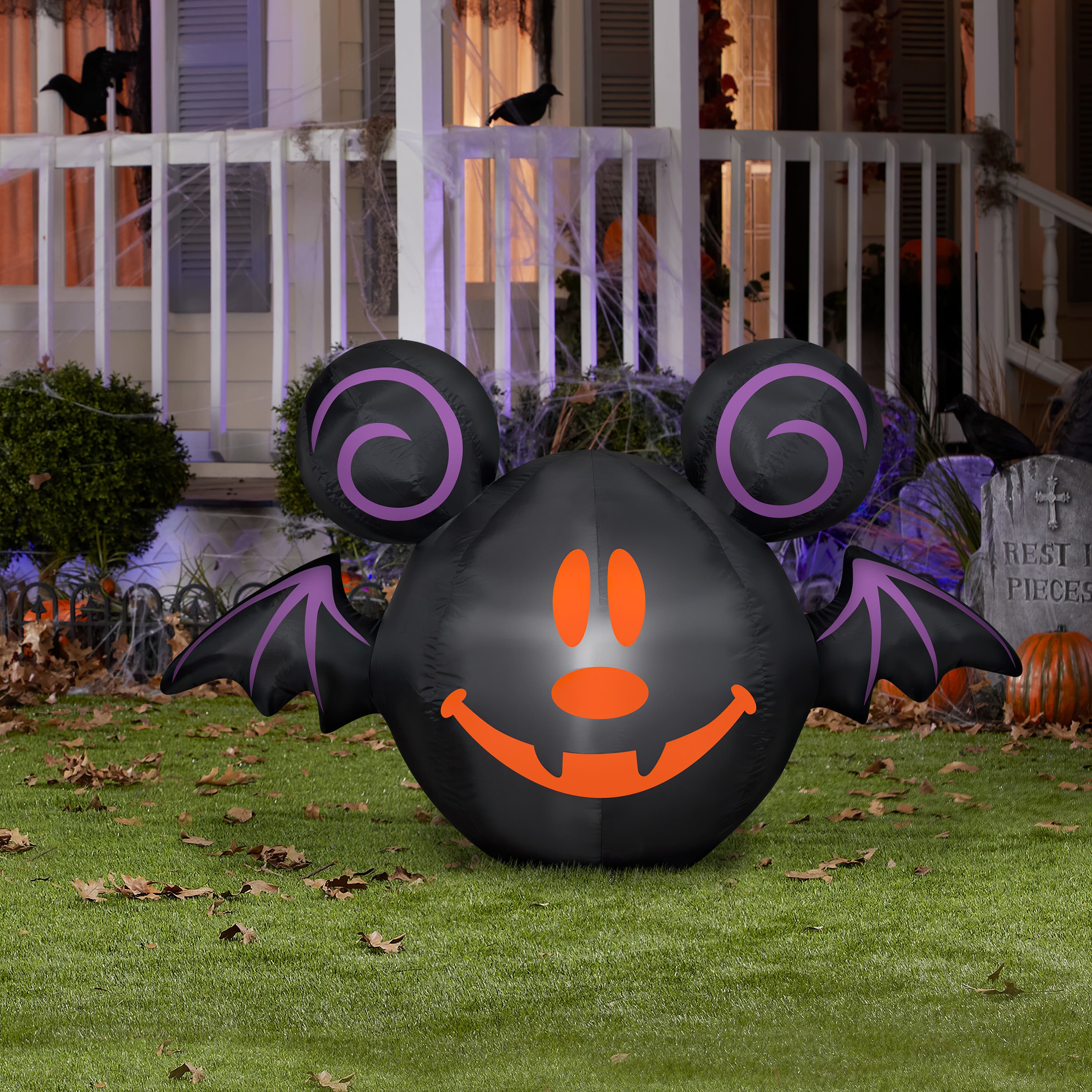 3ft. Airblown&#xAE; Inflatable Halloween Mickey Jack-O-Lantern Bat