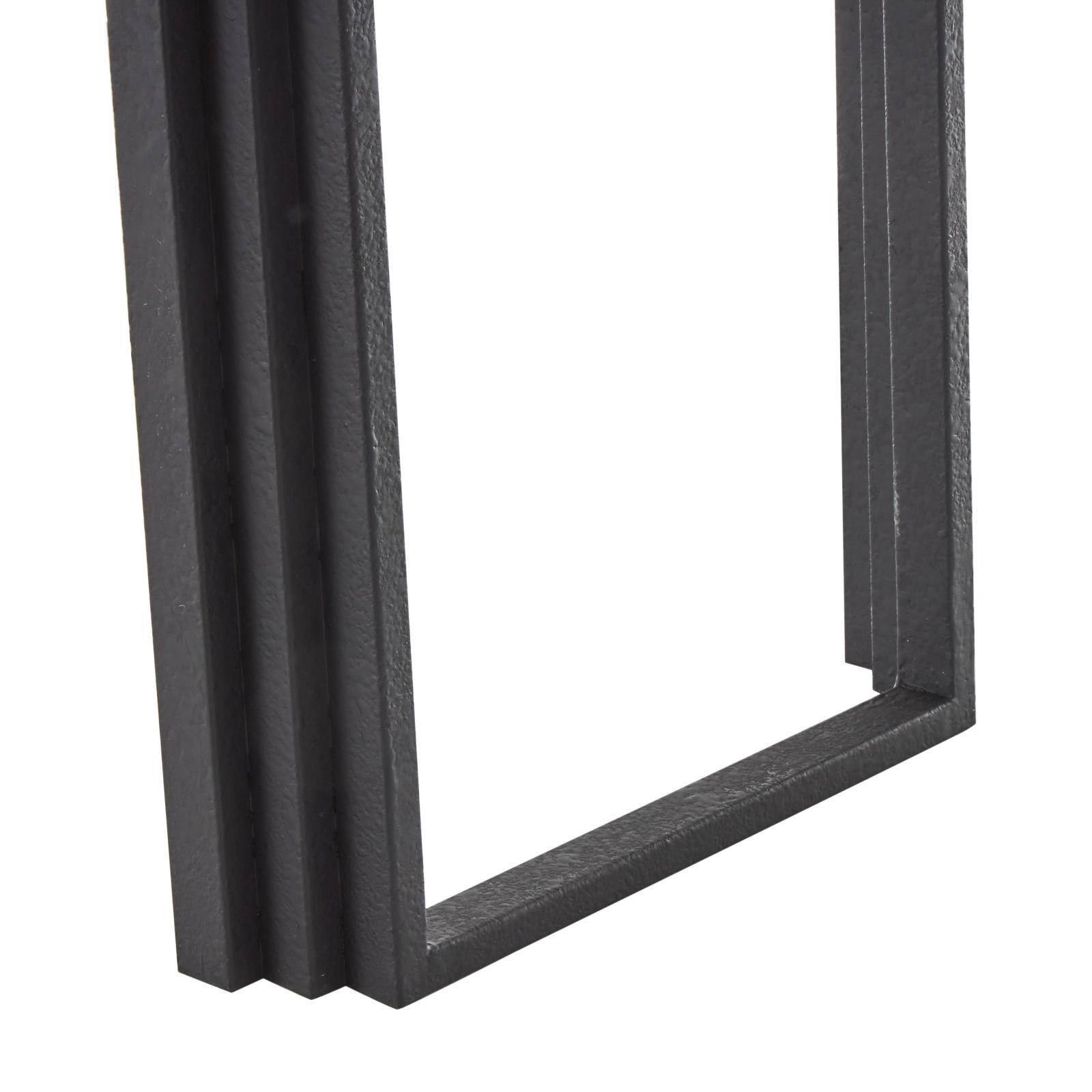 55" Black Metal Layered Arch Living Room Console Table with Brown Tabletop