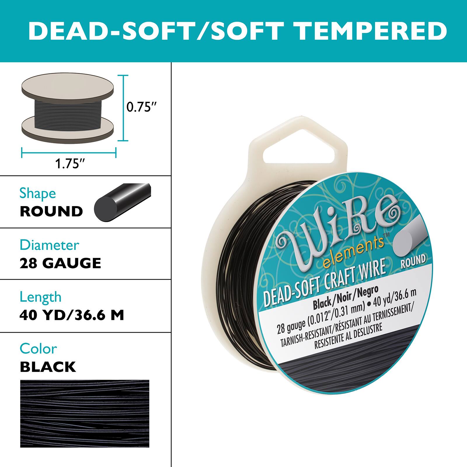 The Beadsmith® Wire Elements™ 28 Gauge Tarnish Resistant Soft Temper Wire, 40yd.