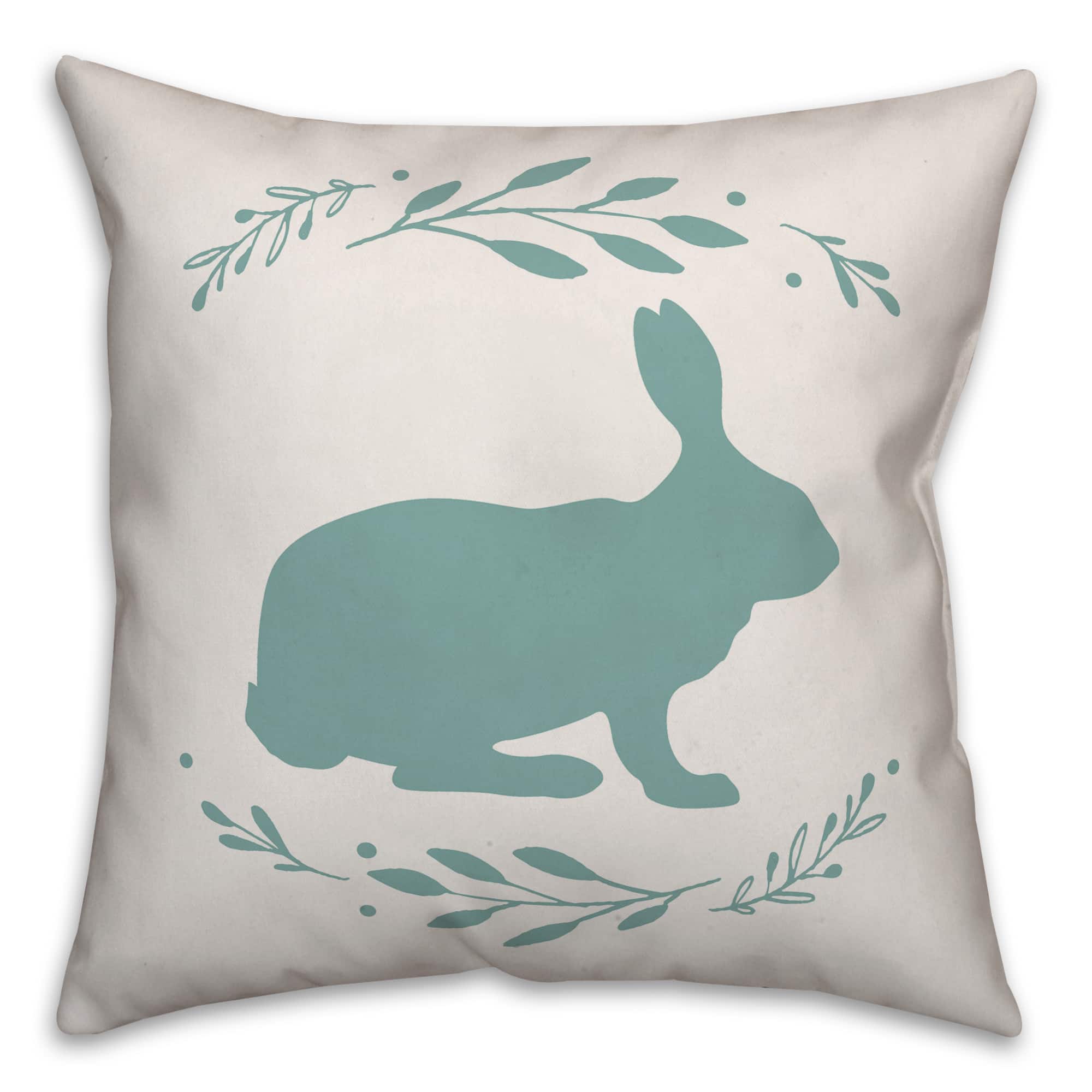 Teal Bunny Silhouette Throw Pillow