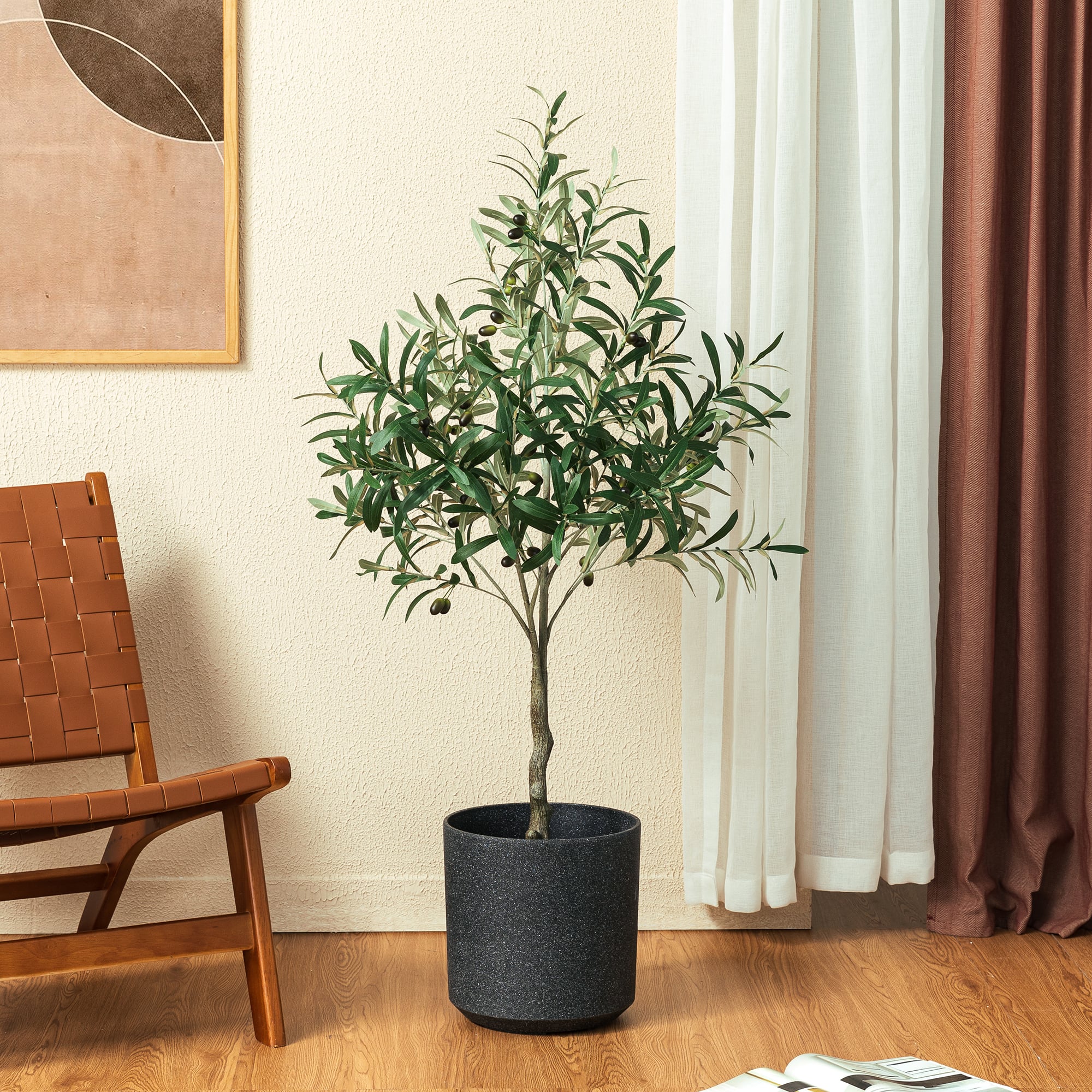 Glitzhome&#xAE; 4ft. Faux Olive Tree in Pot