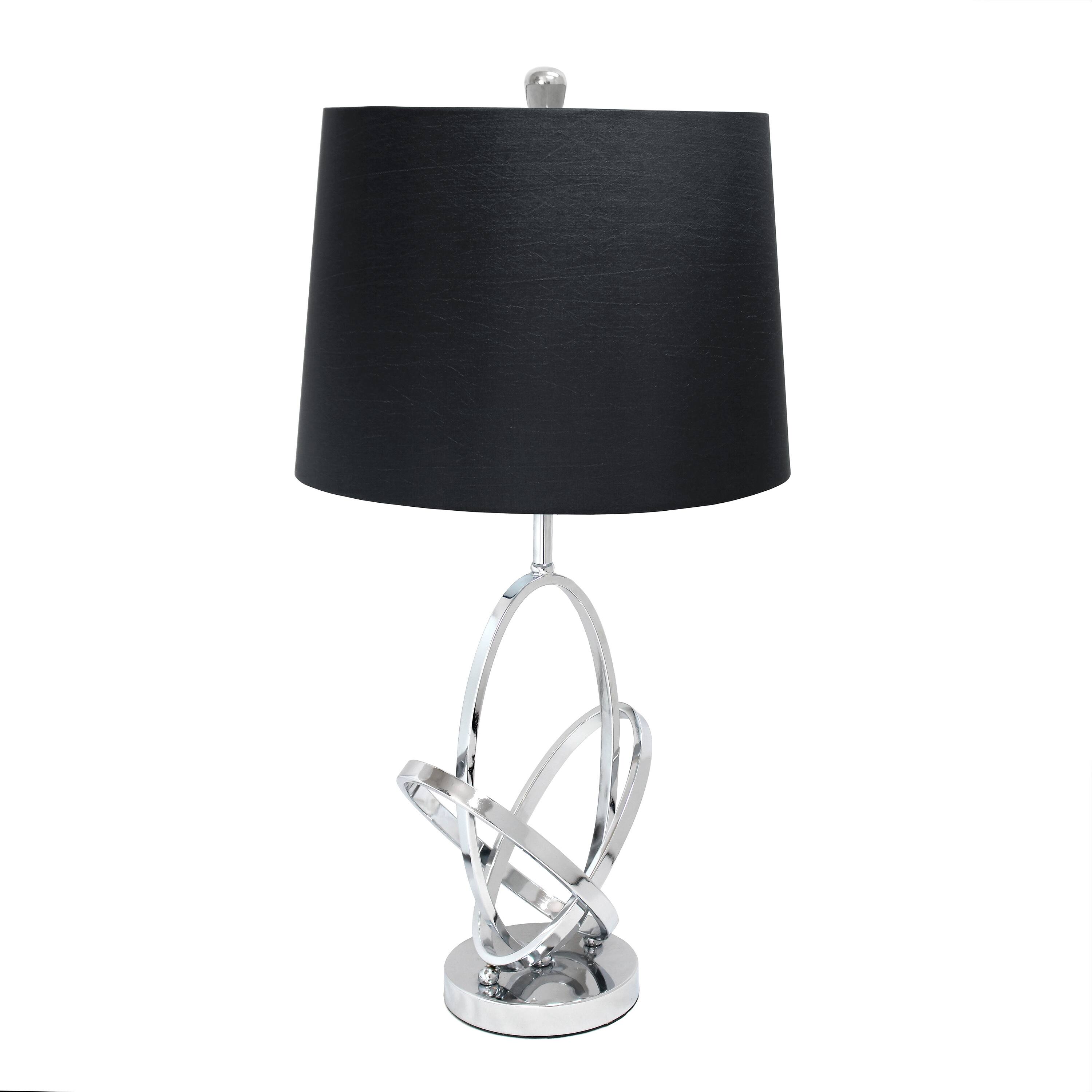 Elegant Designs™ 27" Mod Art Polished Chrome Table Lamp with Black Shade